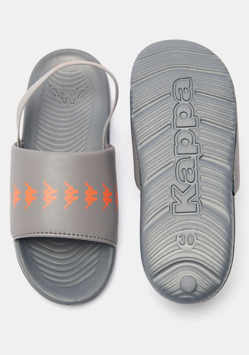 Kappa Boys' Logo Detailed Slide Slippers with Elastic Closure-Boy%27s Flip Flops & Beach Slippers-image-4