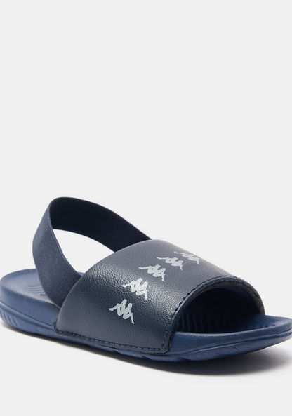 Kappa Boys' Logo Detailed Slide Slippers with Elastic Closure-Boy%27s Flip Flops and Beach Slippers-image-1