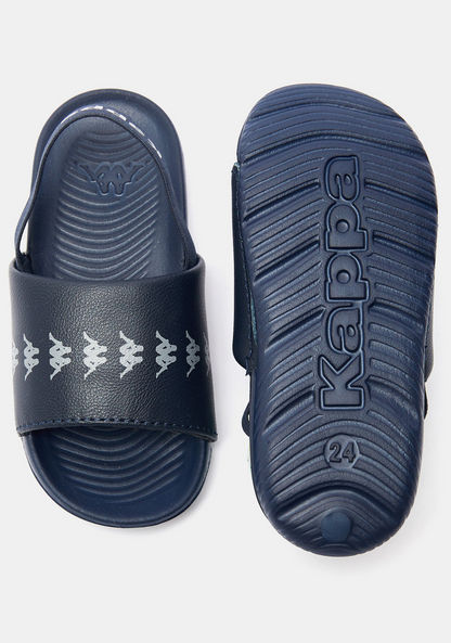 Kappa Boys' Logo Detailed Slide Slippers with Elastic Closure-Boy%27s Flip Flops and Beach Slippers-image-4