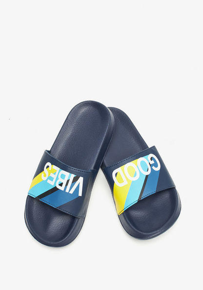 Printed Slide Slippers-Boy%27s Flip Flops & Beach Slippers-image-1
