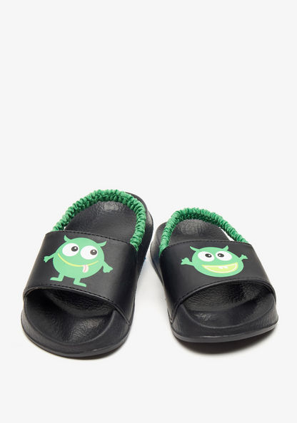 Frog Print Slip-On Clogs with Elasticated Strap-Boy%27s Flip Flops & Beach Slippers-image-1