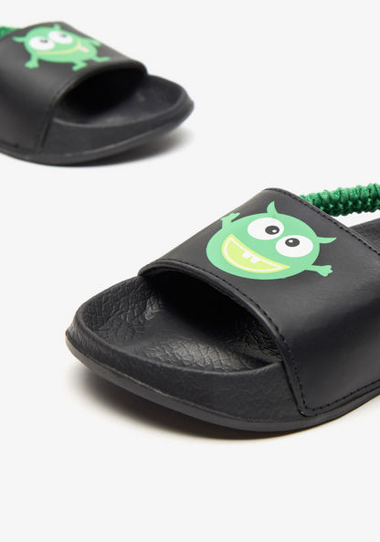 Frog Print Slip-On Clogs with Elasticated Strap-Boy%27s Flip Flops & Beach Slippers-image-3