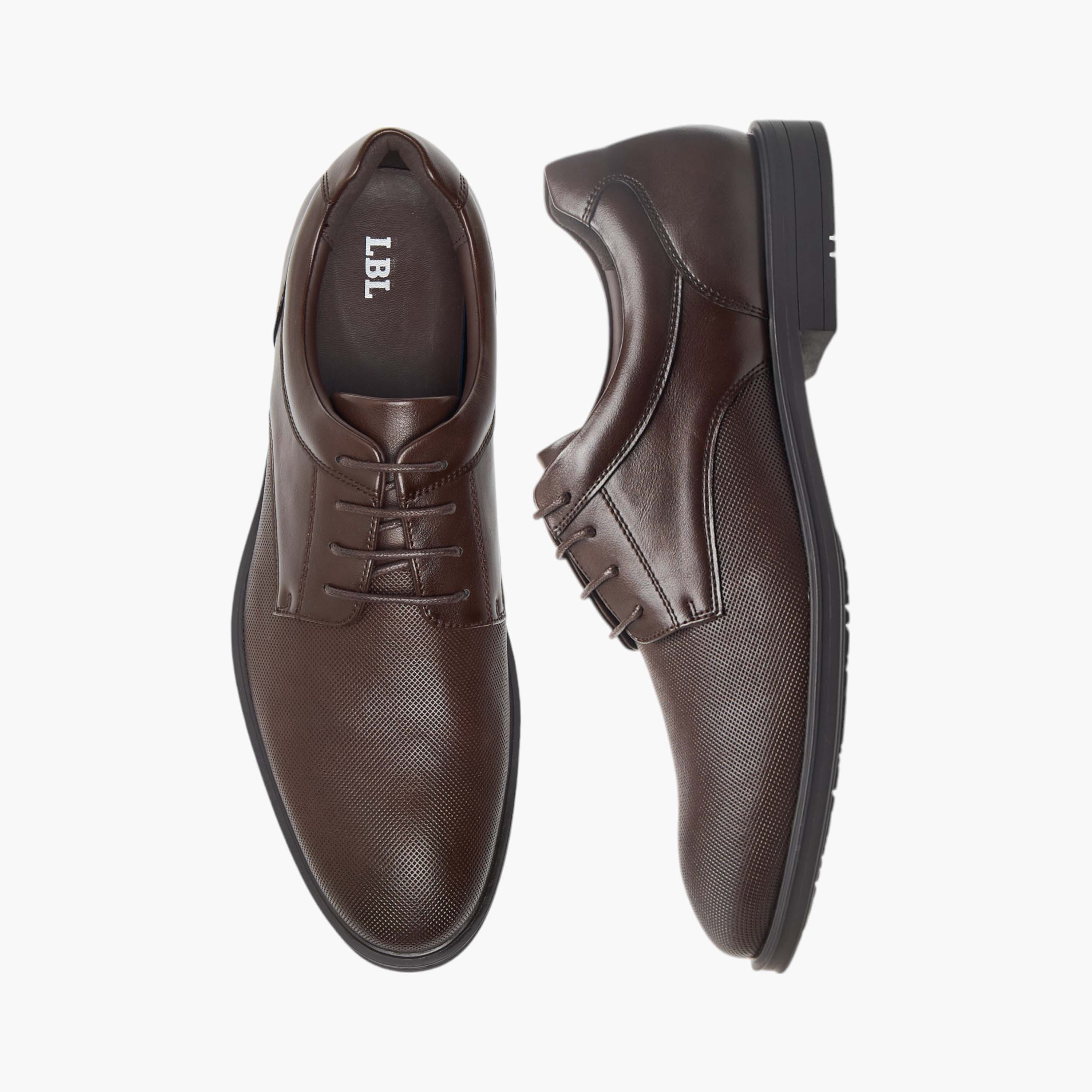LBL by Shoexpress Textured Derby Shoes with Lace-Up Closure-men-shoes-formalshoes-image-1