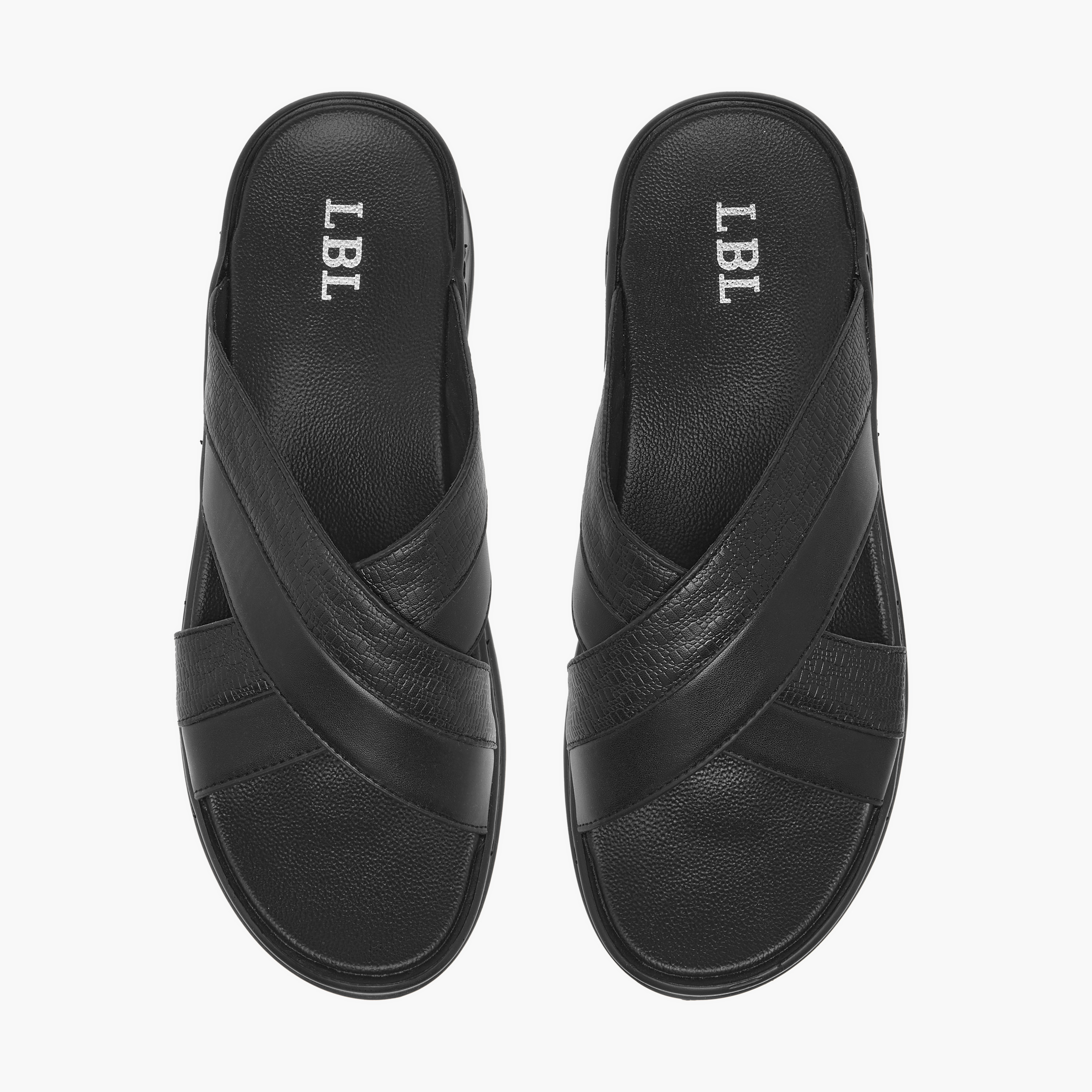صندل عربي مريح سهل الارتداء بارز الملمس بحزام متقاطع من إل بي إل من شو إكسبريس-men-shoes-sandals-image-1