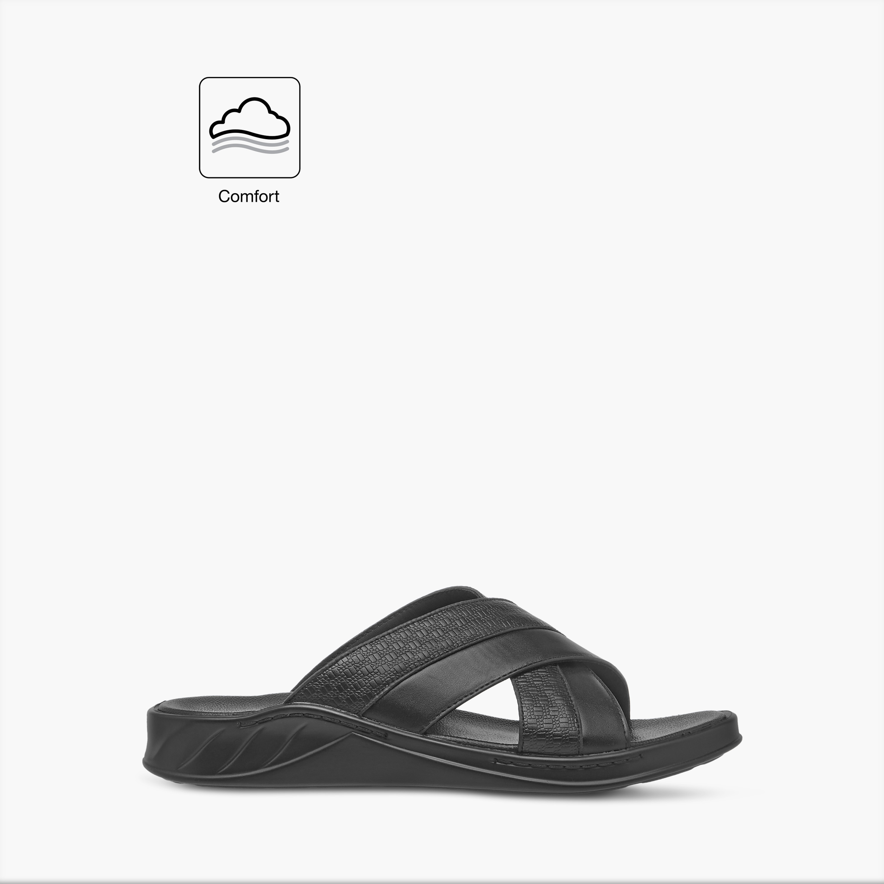 صندل عربي مريح سهل الارتداء بارز الملمس بحزام متقاطع من إل بي إل من شو إكسبريس-men-shoes-sandals-image-2