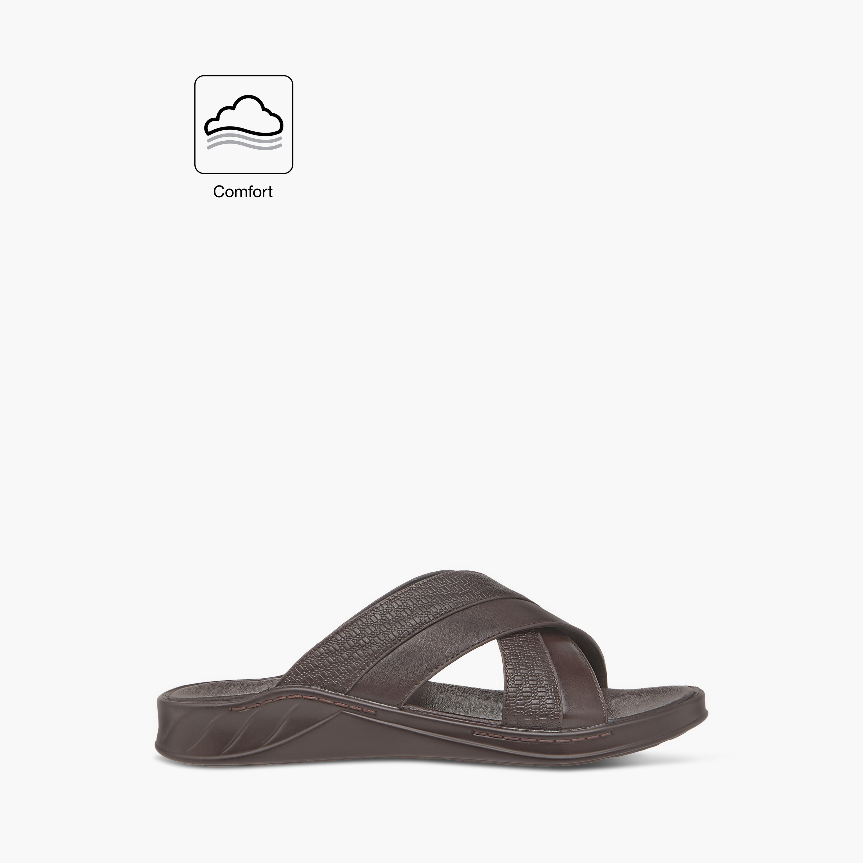 صندل عربي مريح سهل الارتداء بارز الملمس بحزام متقاطع من إل بي إل من شو إكسبريس-men-shoes-sandals-image-2
