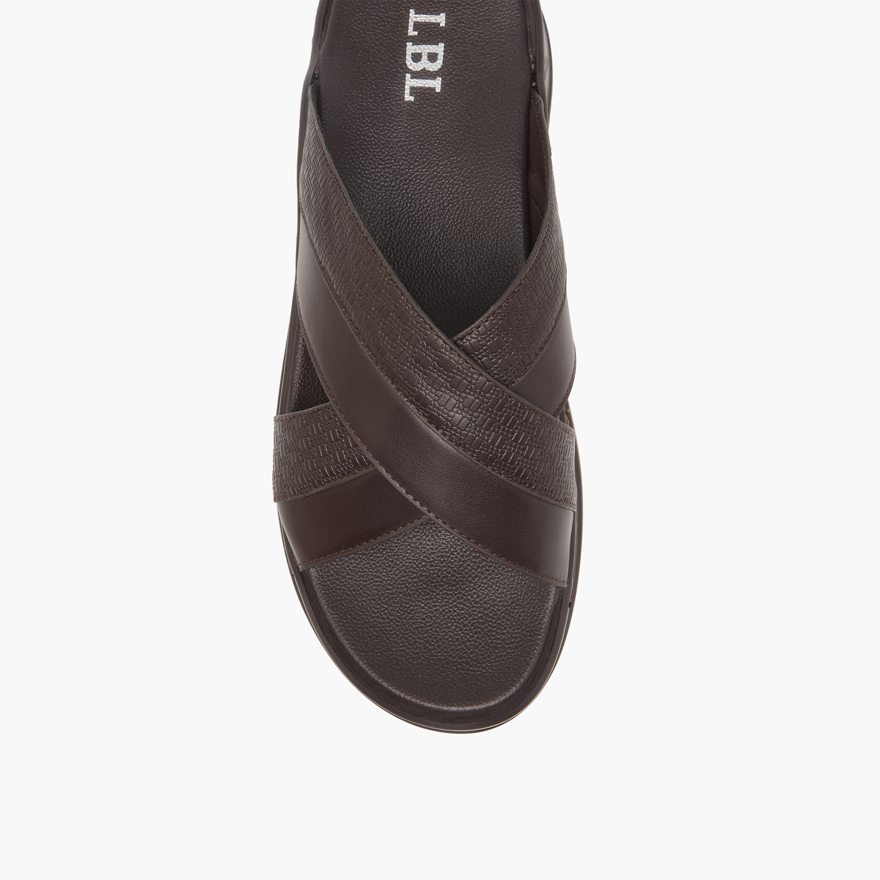 صندل عربي مريح سهل الارتداء بارز الملمس بحزام متقاطع من إل بي إل من شو إكسبريس-men-shoes-sandals-image-3