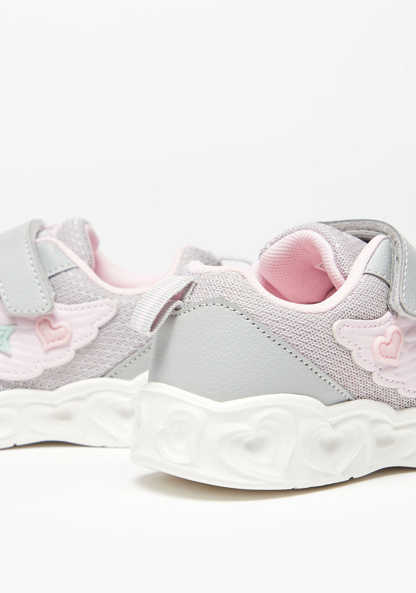 Dash Textured Sneakers with Hook and Loop Closure-Girl%27s Sports Shoes-image-2