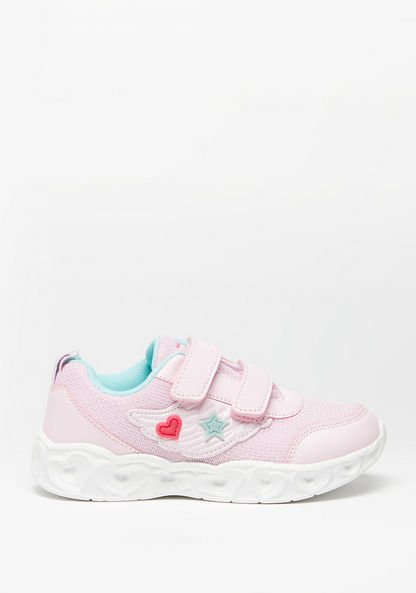 Dash Textured Sneakers with Hook and Loop Closure-Girl%27s Sports Shoes-image-0