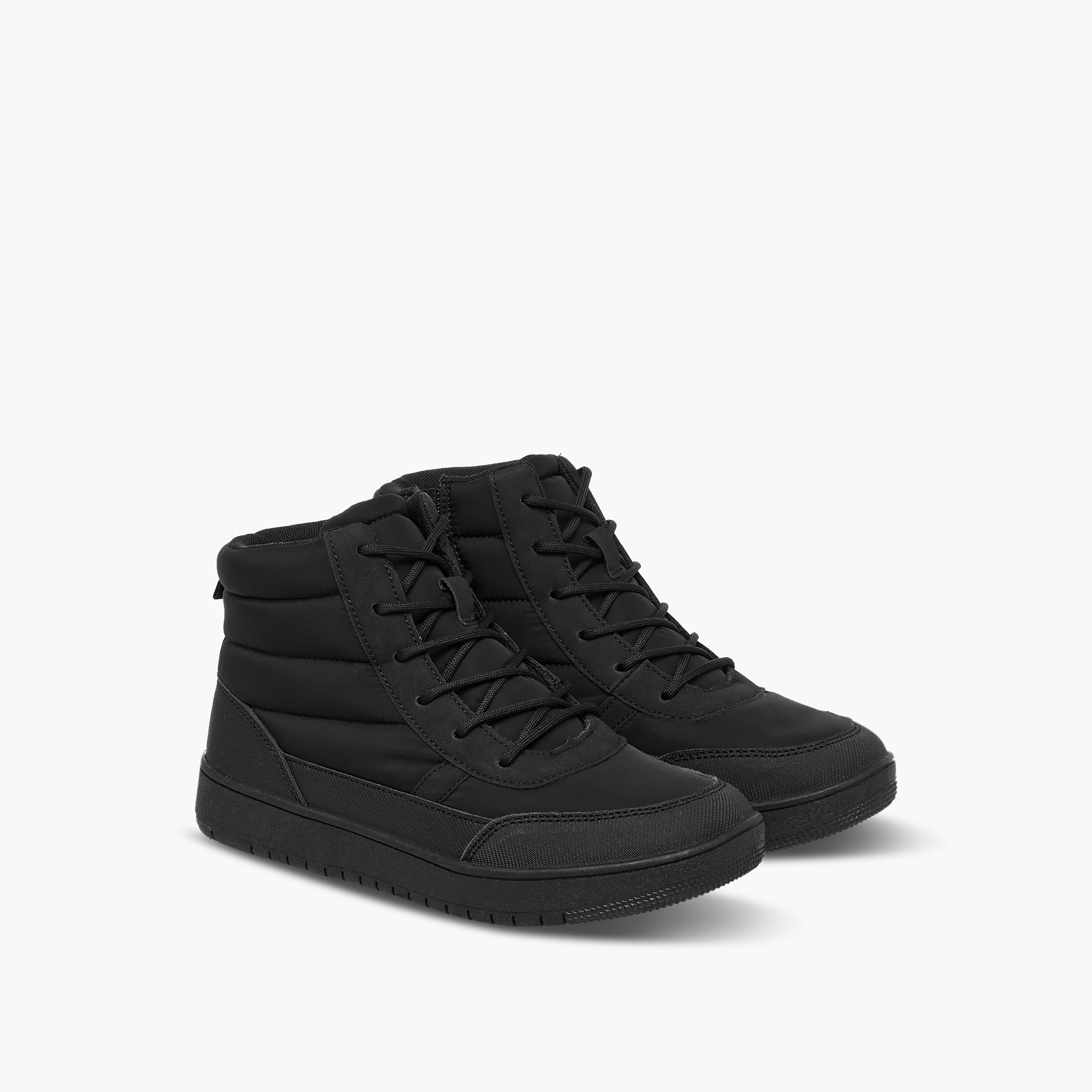 Mister Duchini Boys Quilted Lace-Up Ankle Length Boots-boys-shoes-boots-image-1