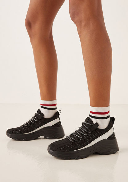 Missy Embellished Sneakers with Lace-Up Closure
