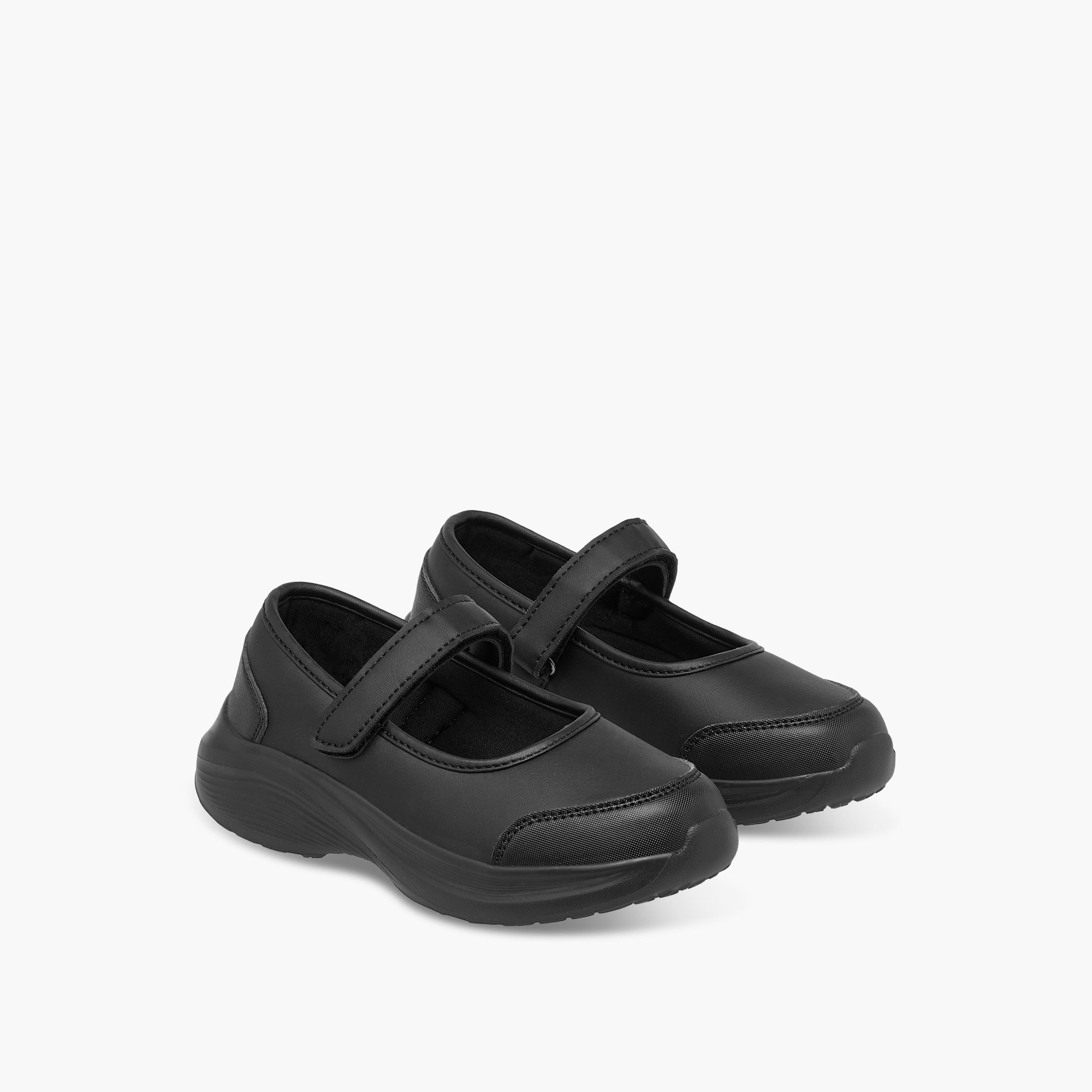 Dash Solid School Shoes with Hook and Loop Closure-girls-shoes-maryjanes-image-1