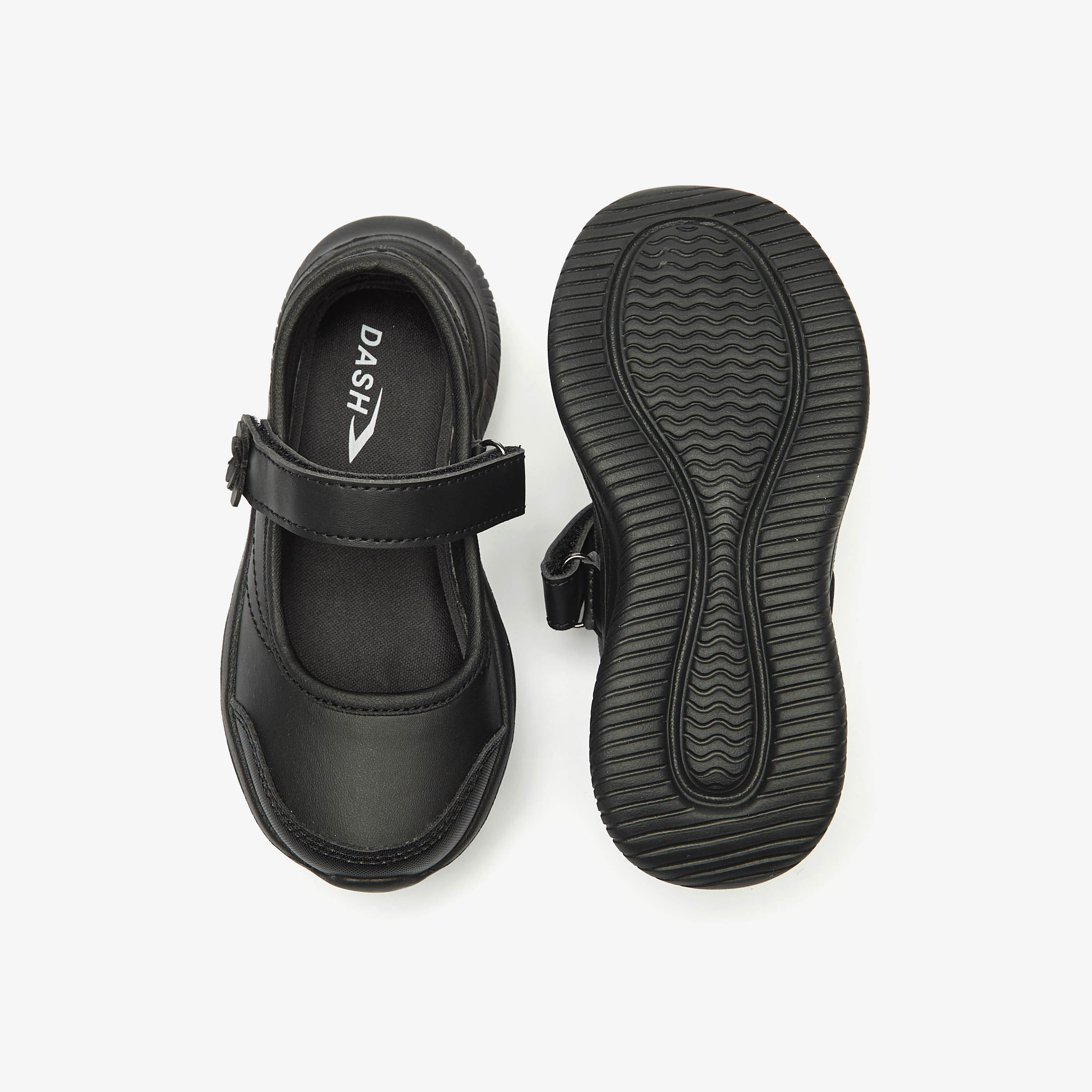 Dash Solid Mary Jane School Shoes with Hook and Loop Closure-girls-shoes-schoolshoes-image-4
