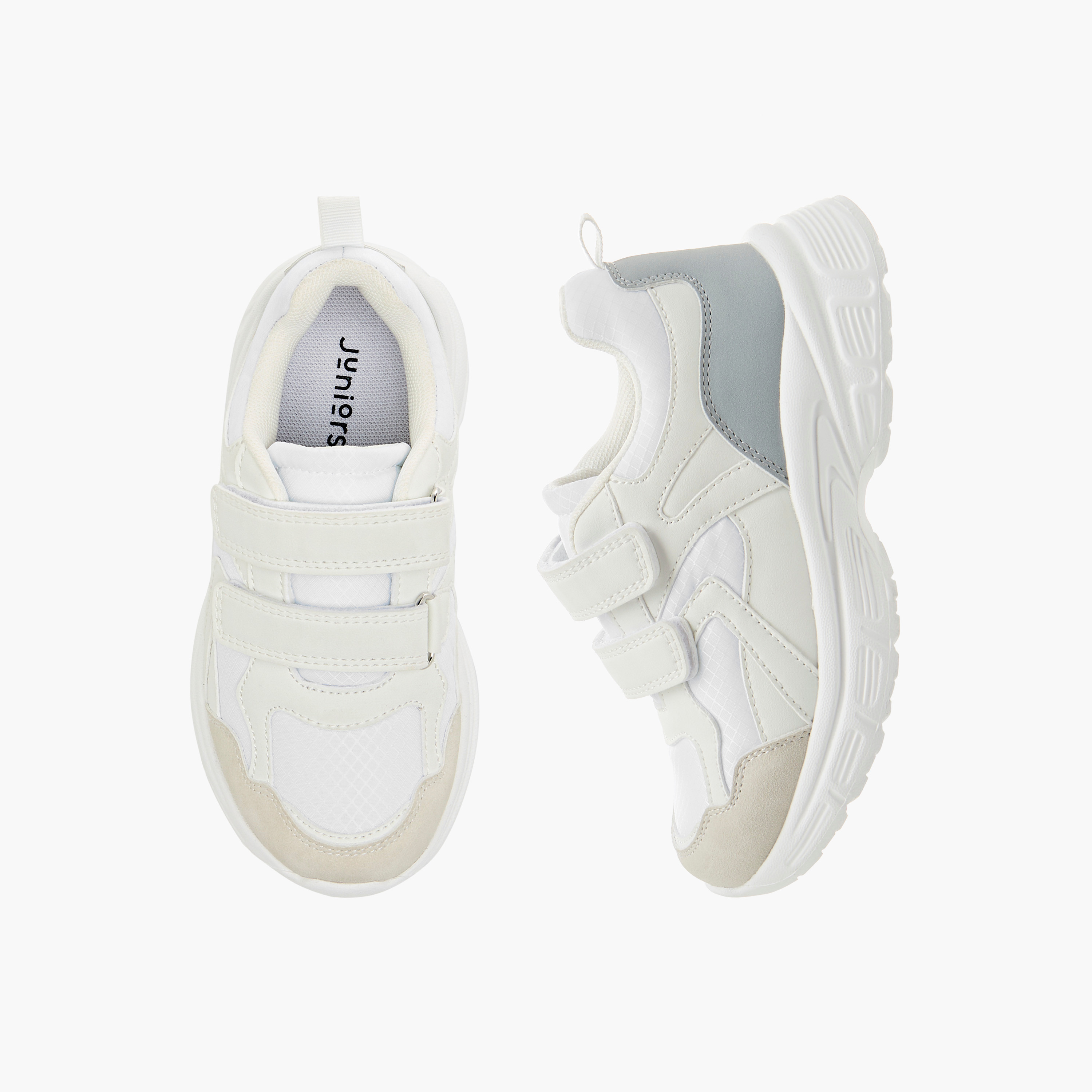 Juniors Panelled Sneakers with Hook and Loop Closure-girls-shoes-sneakers-image-1
