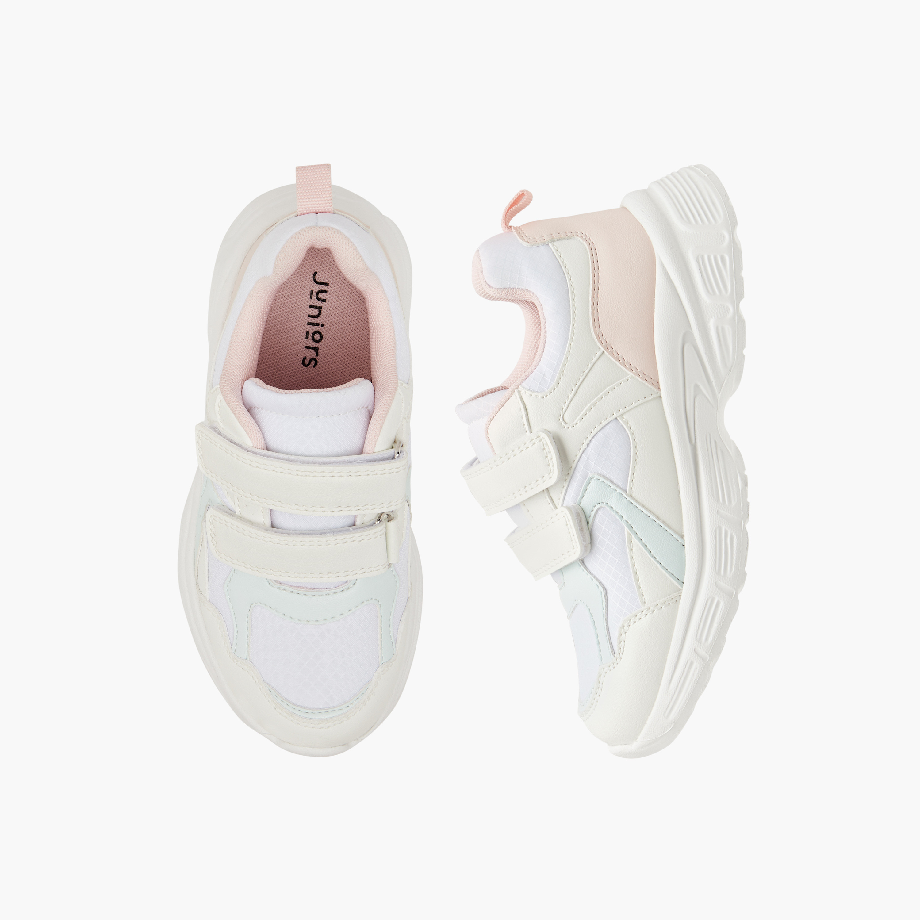 Juniors Panelled Sneakers with Hook and Loop Closure-girls-shoes-sneakers-image-1