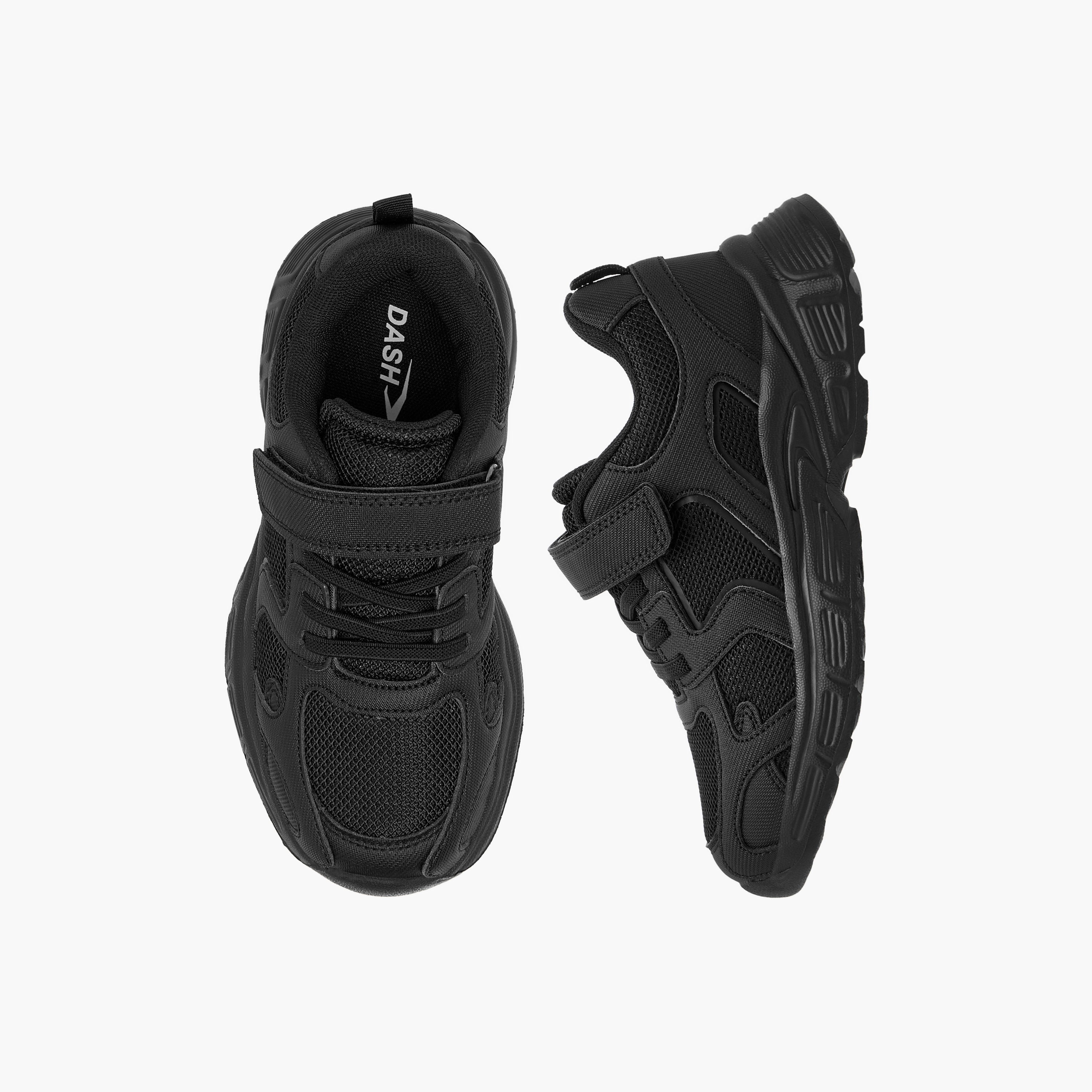 Dash Panelled School Shoes with Hook and Loop Closure-girls-shoes-schoolshoes-image-1