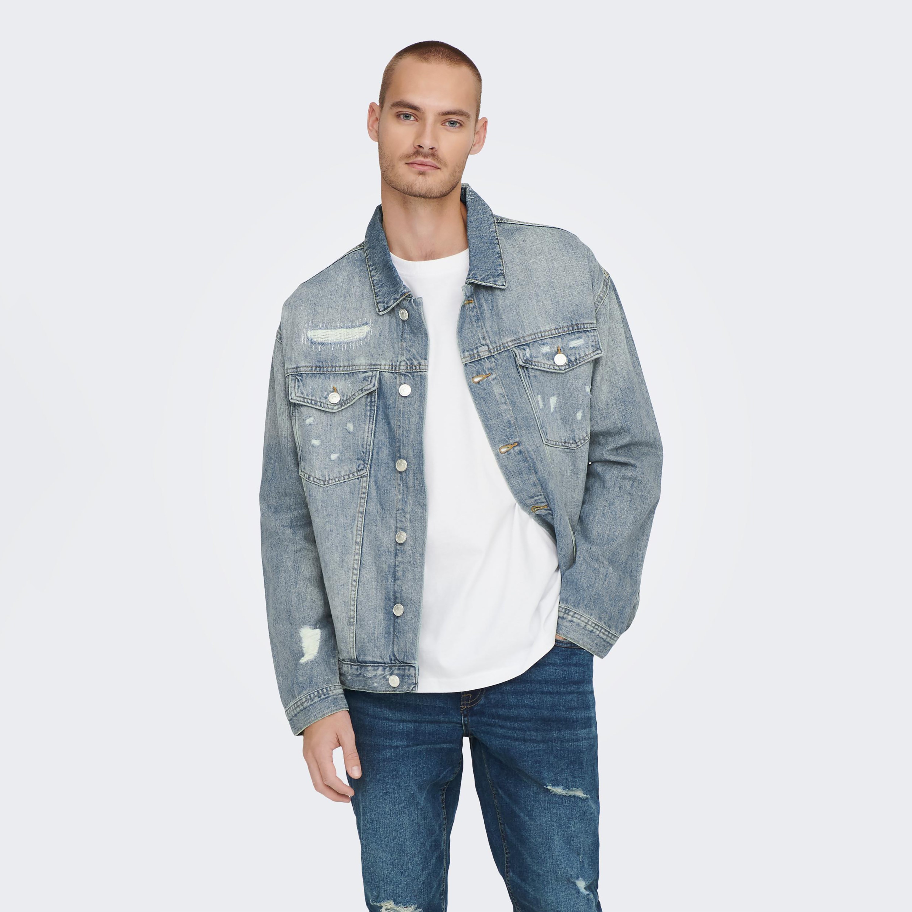 Only & Sons Plain Denim Jacket-men-clothing-jacketsandblazers-jackets-image-1