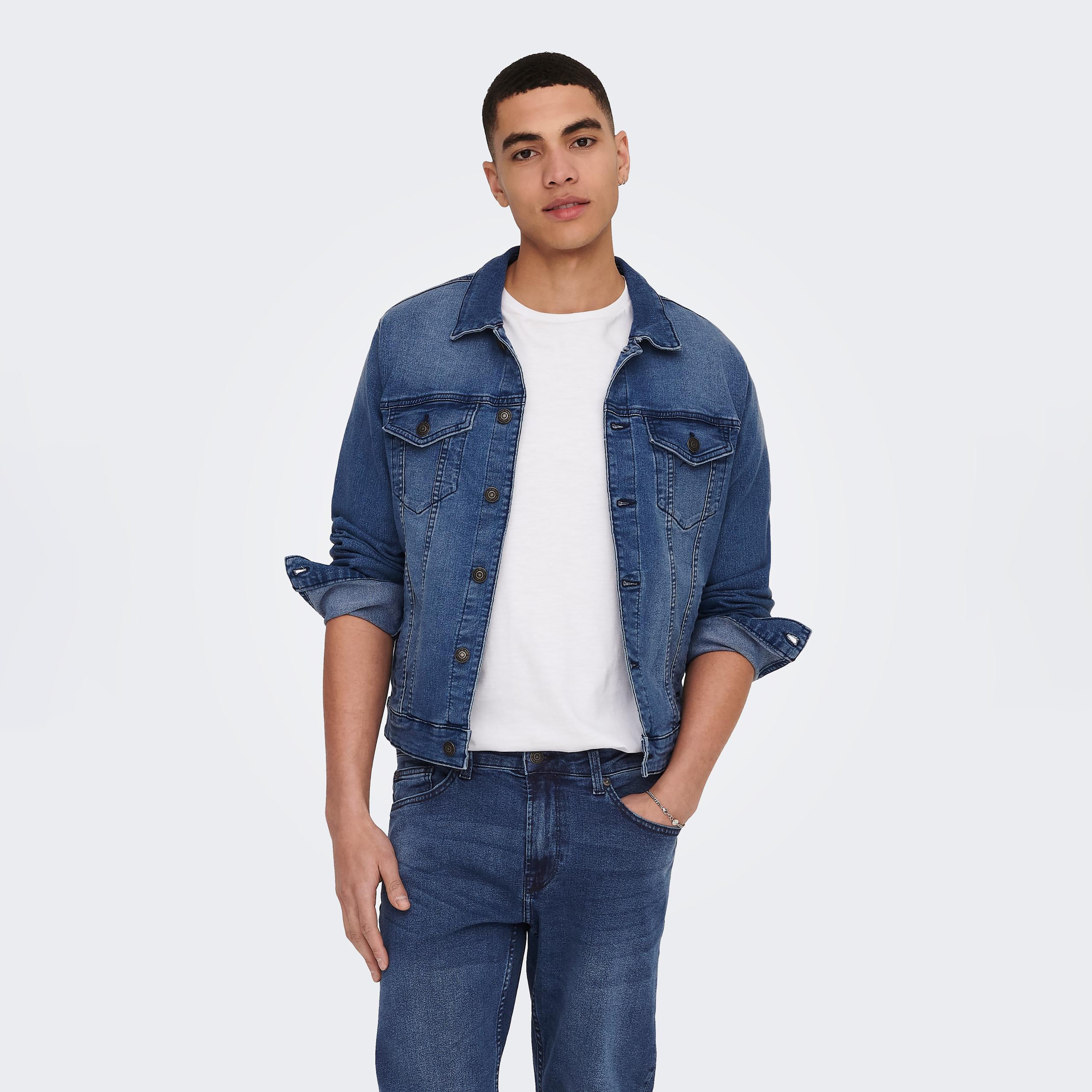Only & Sons Plain Denim Jacket-men-clothing-jacketsandblazers-jackets-image-1