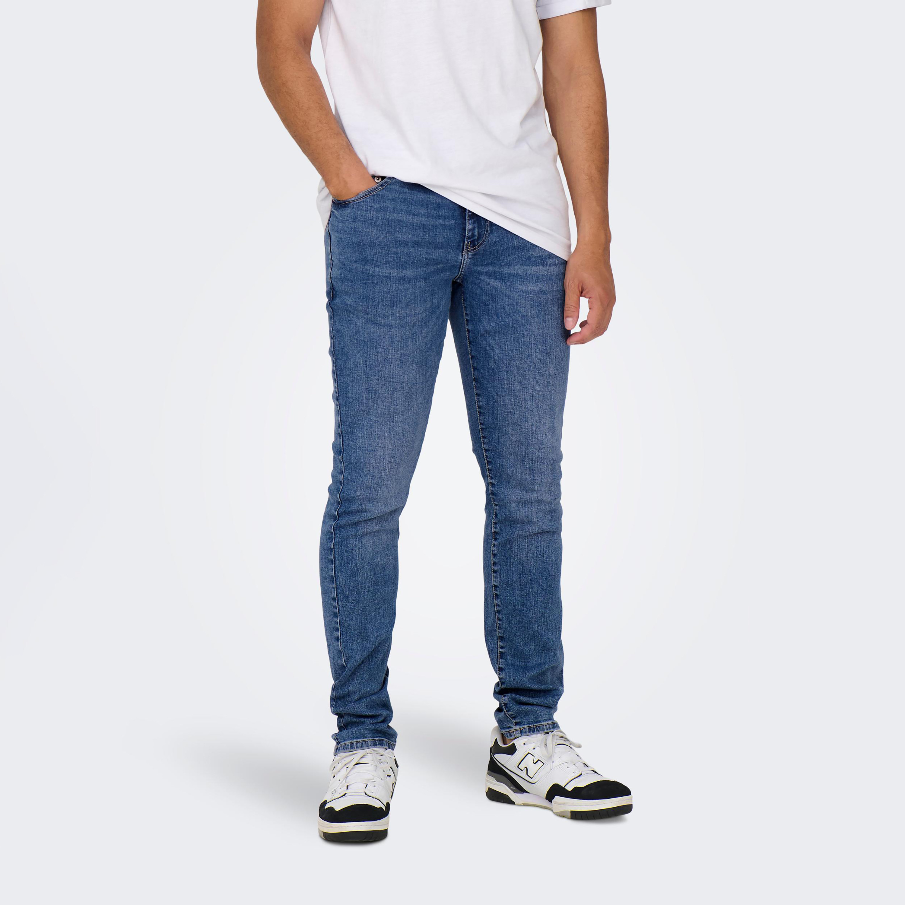 Only & Sons Blue Slim Fit Mid Rise Pocket Detail Jeans-men-clothing-bottoms-jeans-image-1
