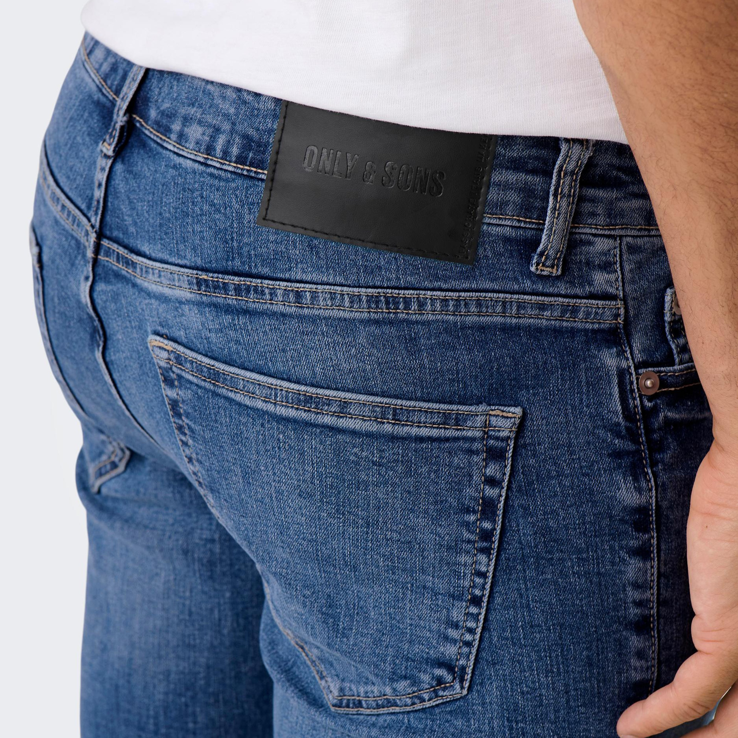 Only & Sons Blue Slim Fit Mid Rise Pocket Detail Jeans-men-clothing-bottoms-jeans-image-4