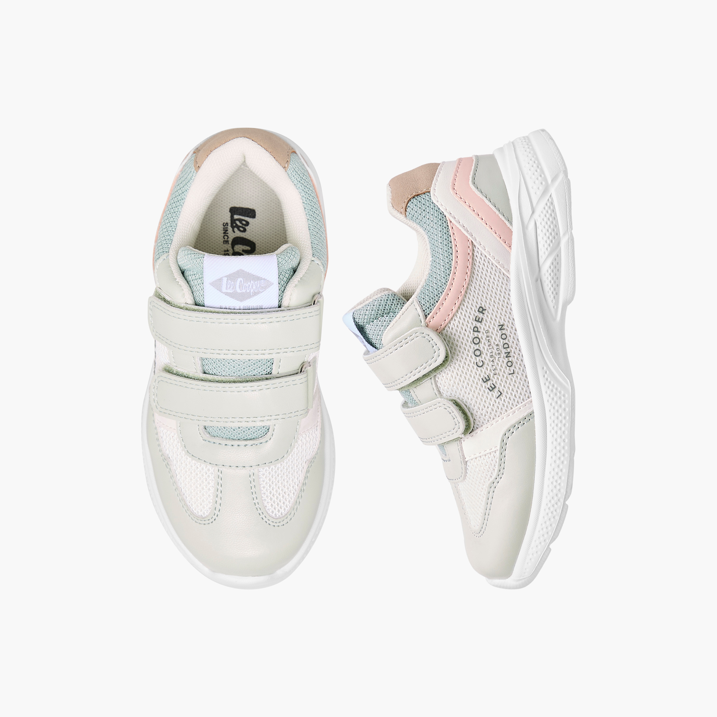 Lee Cooper Girls' Panelled Sneakers with Hook and Loop Closure-girls-shoes-sneakers-image-1