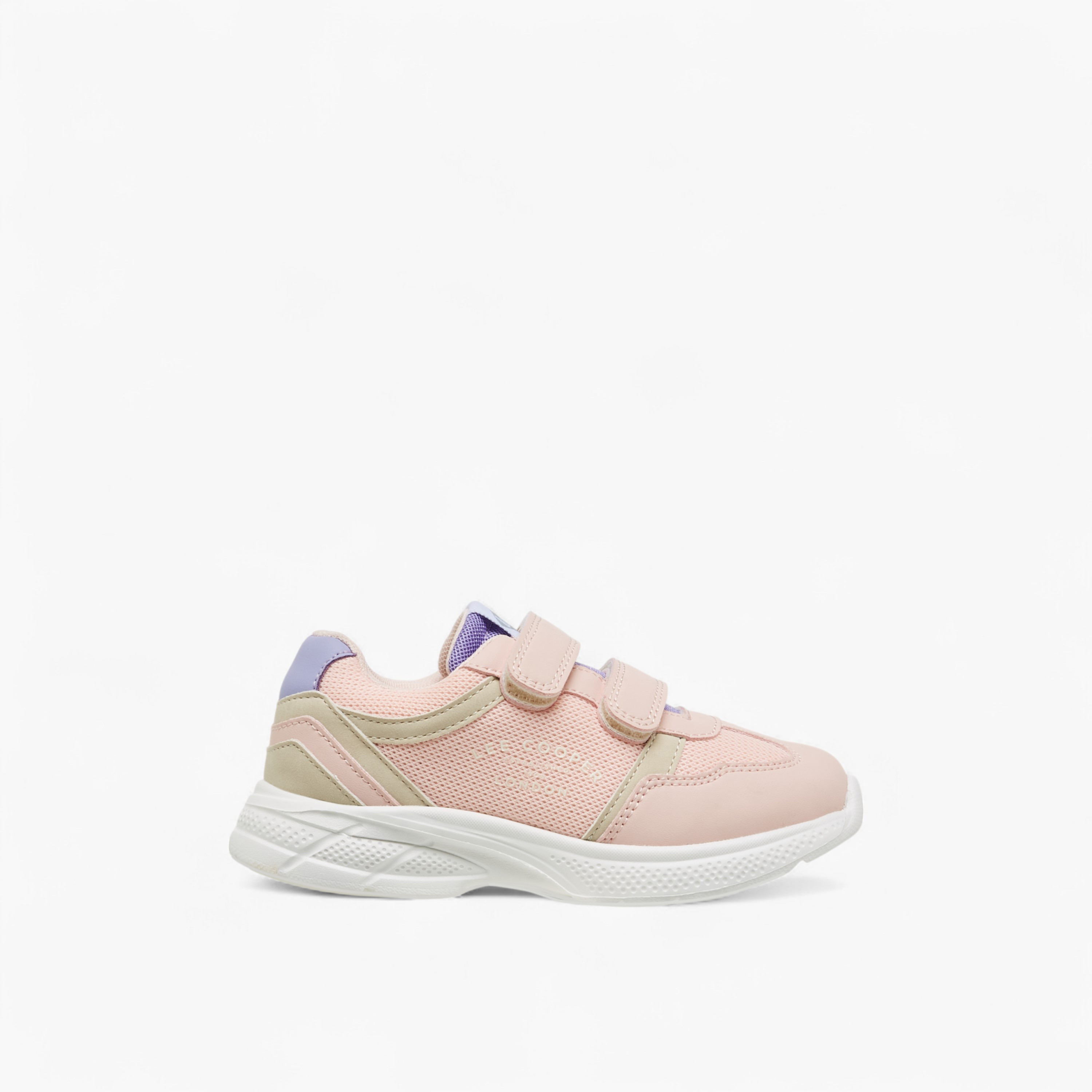 Lee Cooper Girls' Panelled Sneakers with Hook and Loop Closure-girls-shoes-sneakers-image-3