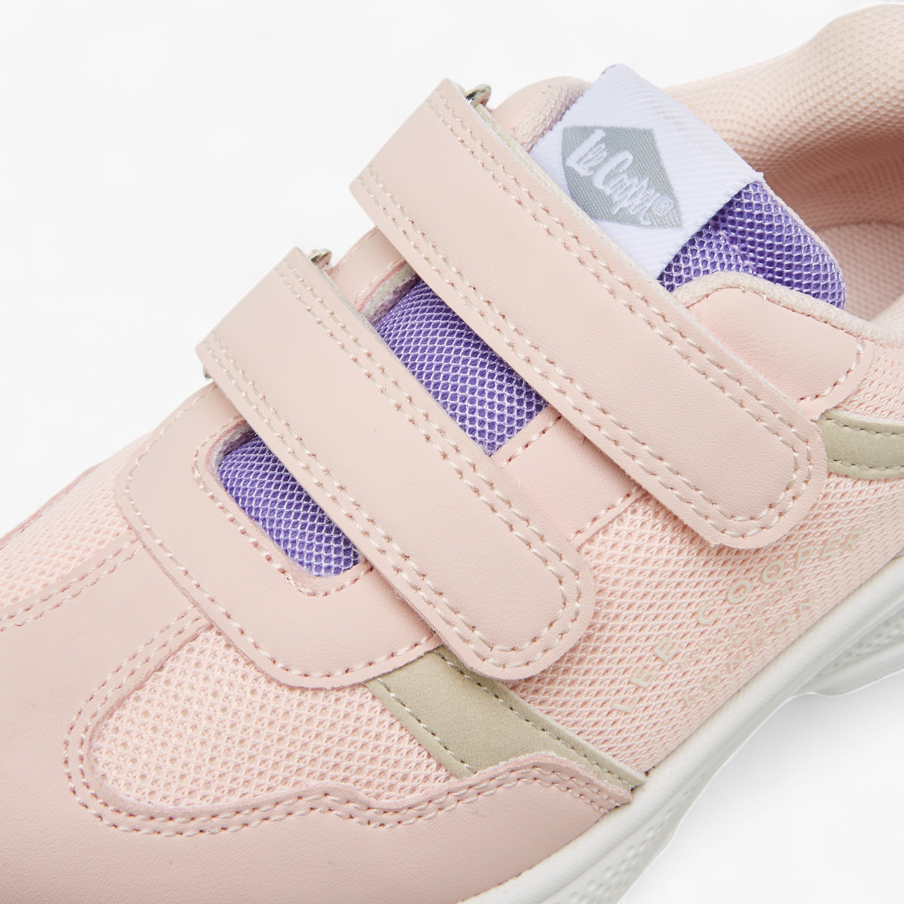 Lee Cooper Girls' Panelled Sneakers with Hook and Loop Closure-girls-shoes-sneakers-image-4