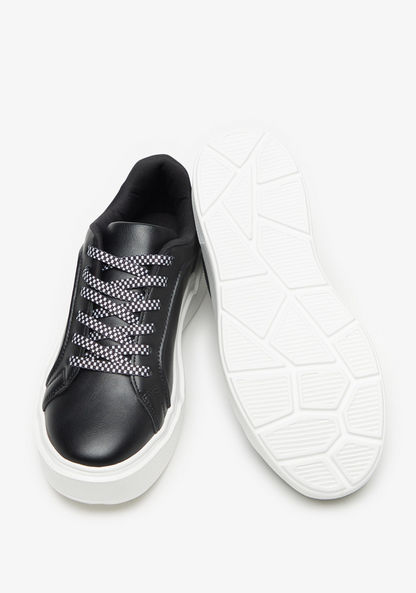 Missy Solid Sneakers with Checked Lace Closure