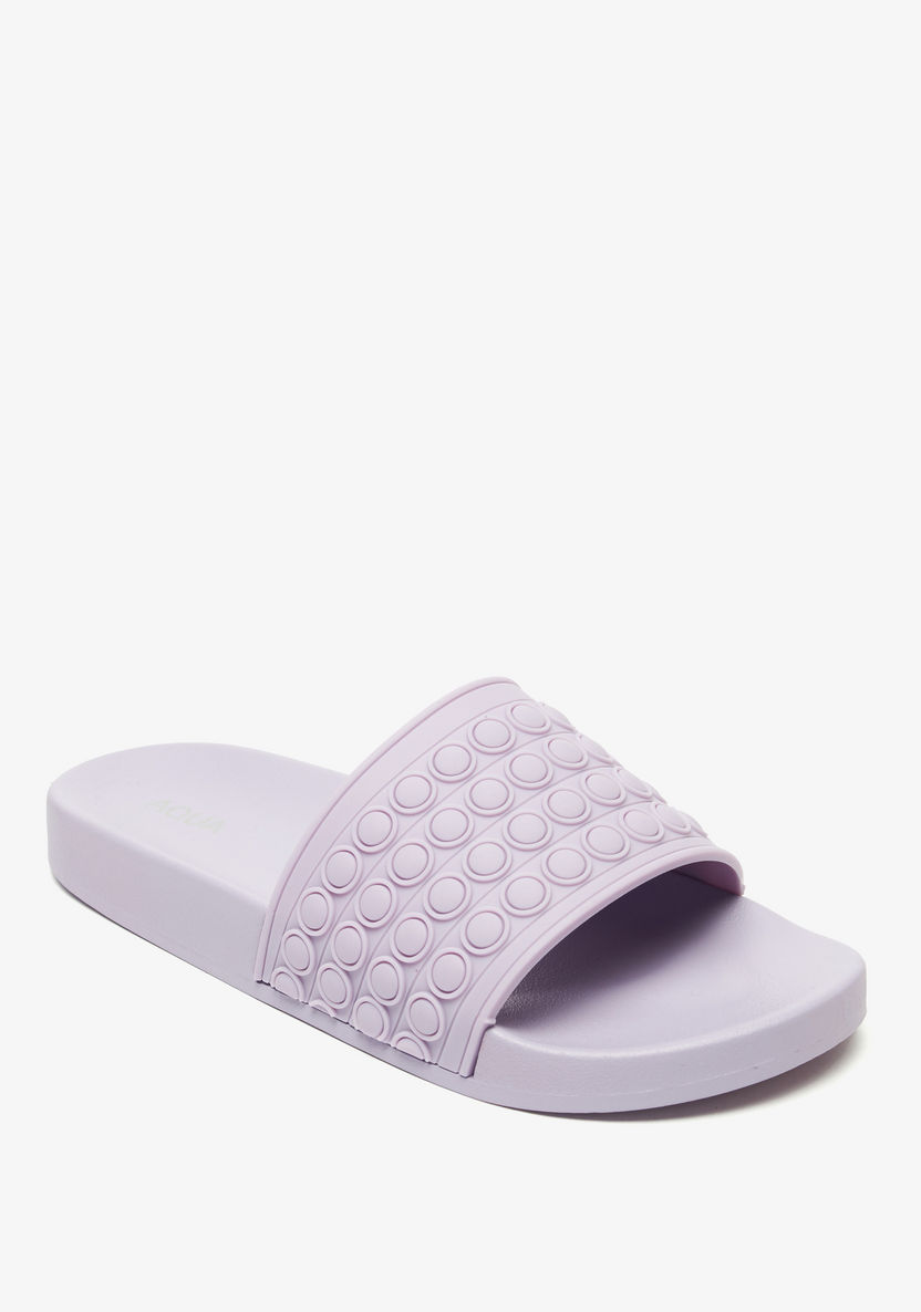 Aqua Textured Slide Slippers-Women%27s Flip Flops & Beach Slippers-image-1