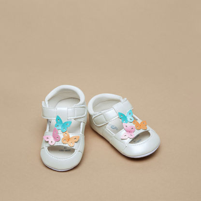Barefeet Butterfly Applique Booties with Hook and Loop Closure-Baby Girl%27s Booties-image-1