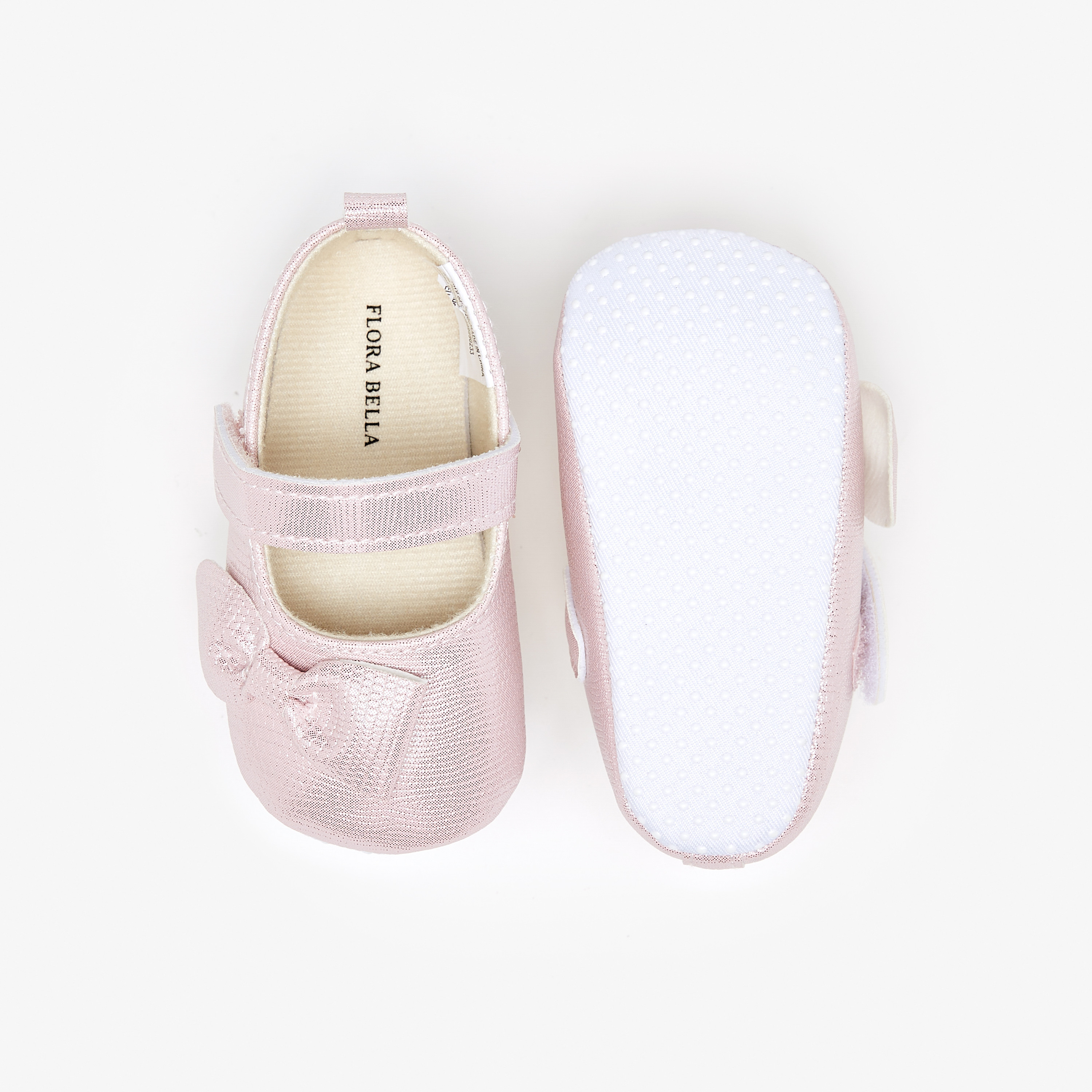 Flora Bella Textured Bow Applique Ballerina Booties with Hook and Loop Closure-baby-girls-shoes-booties-image-9