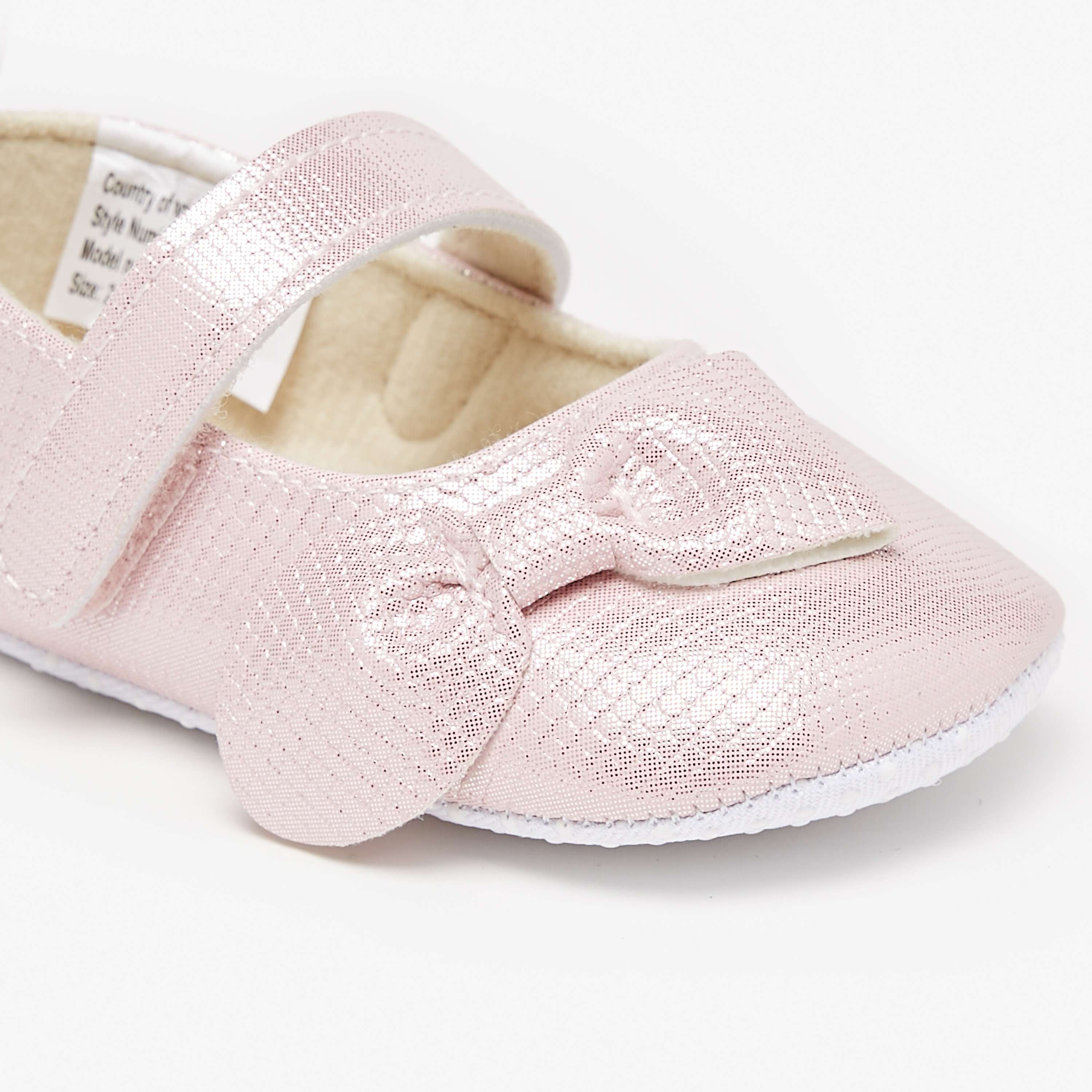 Flora Bella Textured Bow Applique Ballerina Booties with Hook and Loop Closure-baby-girls-shoes-booties-image-10