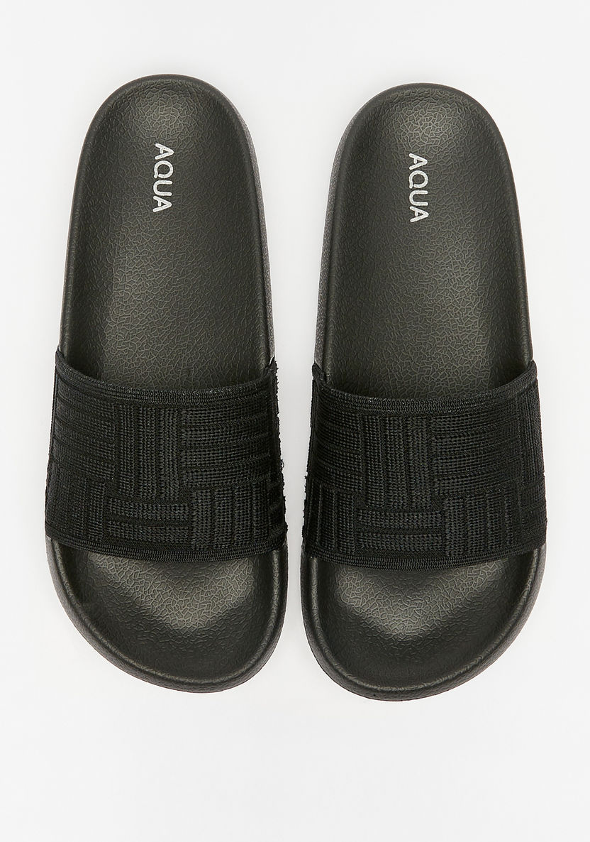 Aqua Textured Slip-On Slide Slippers-Women%27s Flip Flops & Beach Slippers-image-0