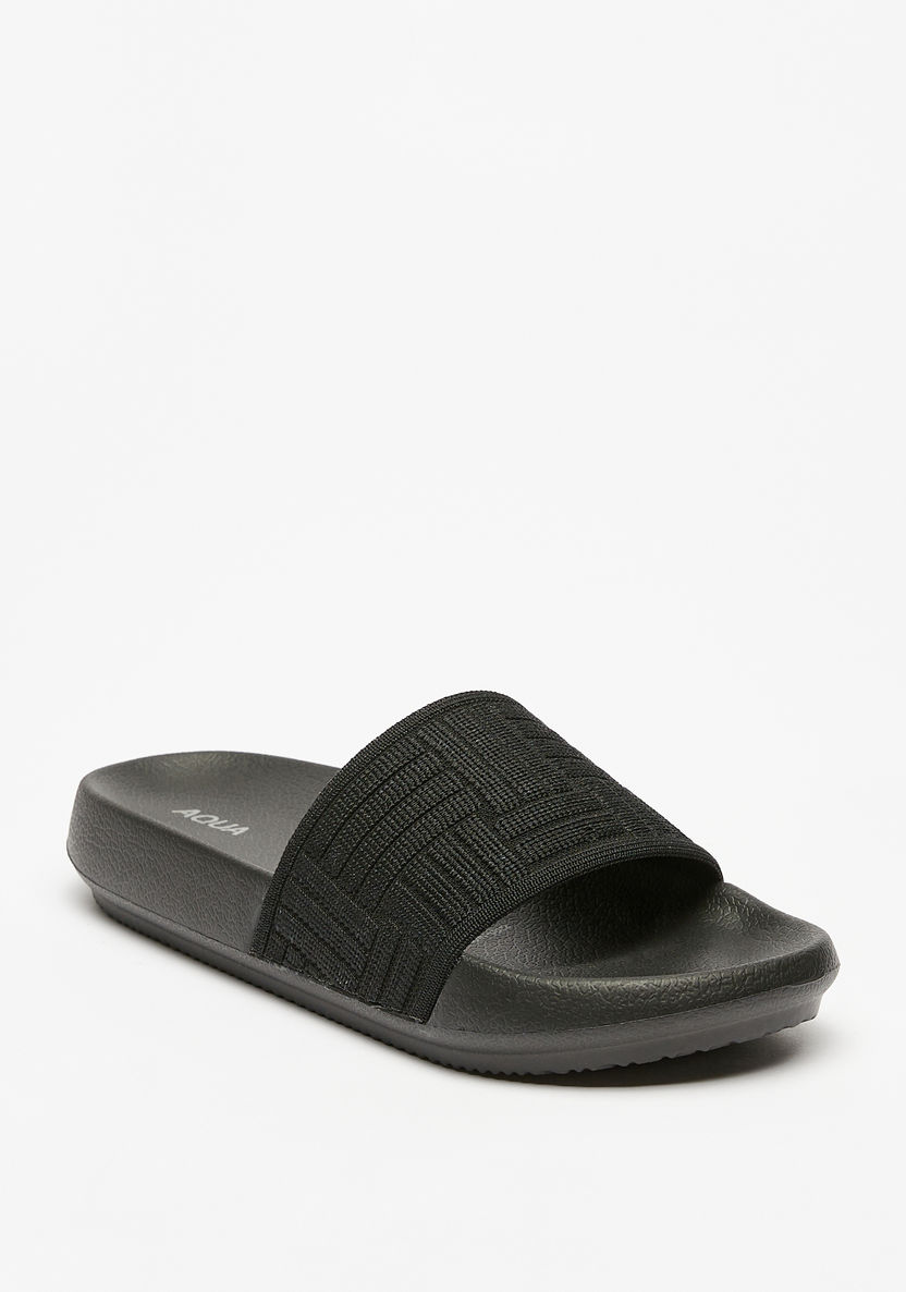 Aqua Textured Slip-On Slide Slippers-Women%27s Flip Flops & Beach Slippers-image-1