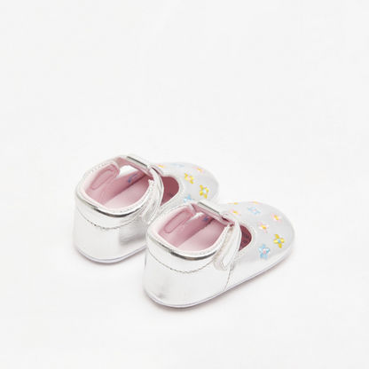 Barefeet Floral Embroidered Slip-On Booties with Hook and Loop Closure-Baby Girl%27s Booties-image-2