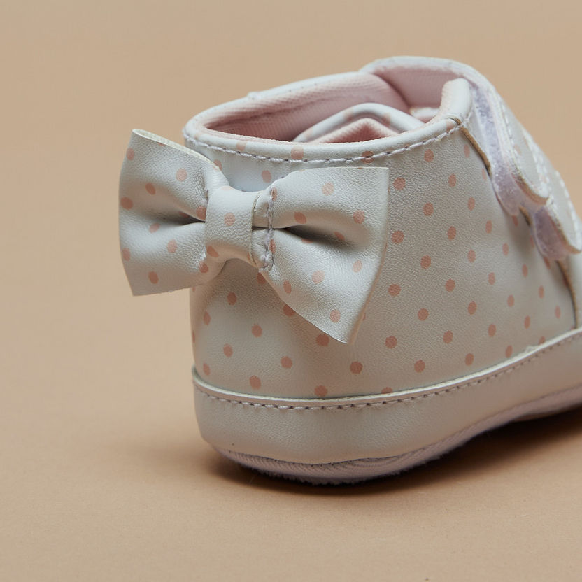 Barefeet All-Over Polka Dot Print Booties with Hook and Loop Closure-Baby Girl%27s Booties-image-4