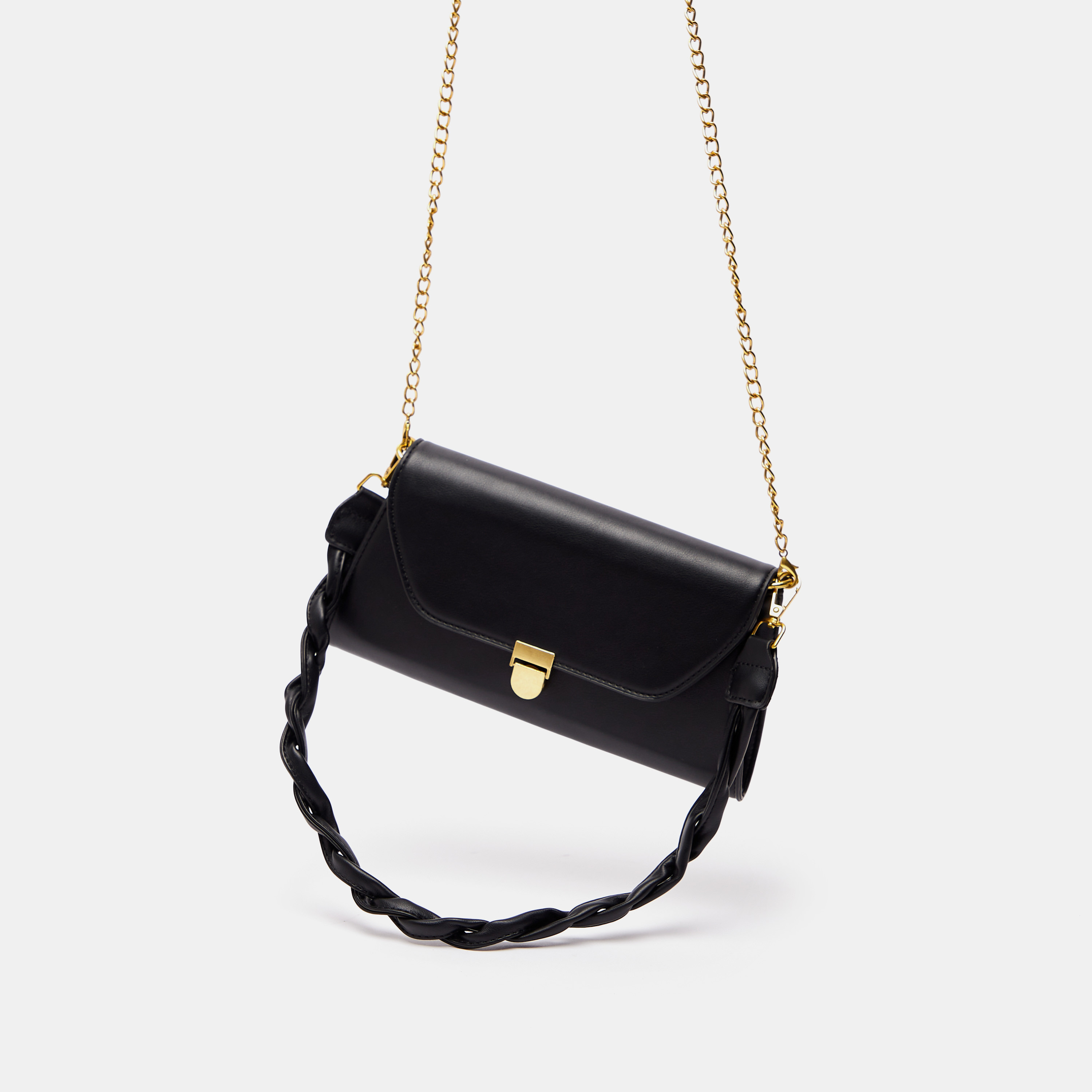 Solid Shoulder Bag with Detachable Strap and Flap Closure-women-bagsandwallets-handbags-image-2