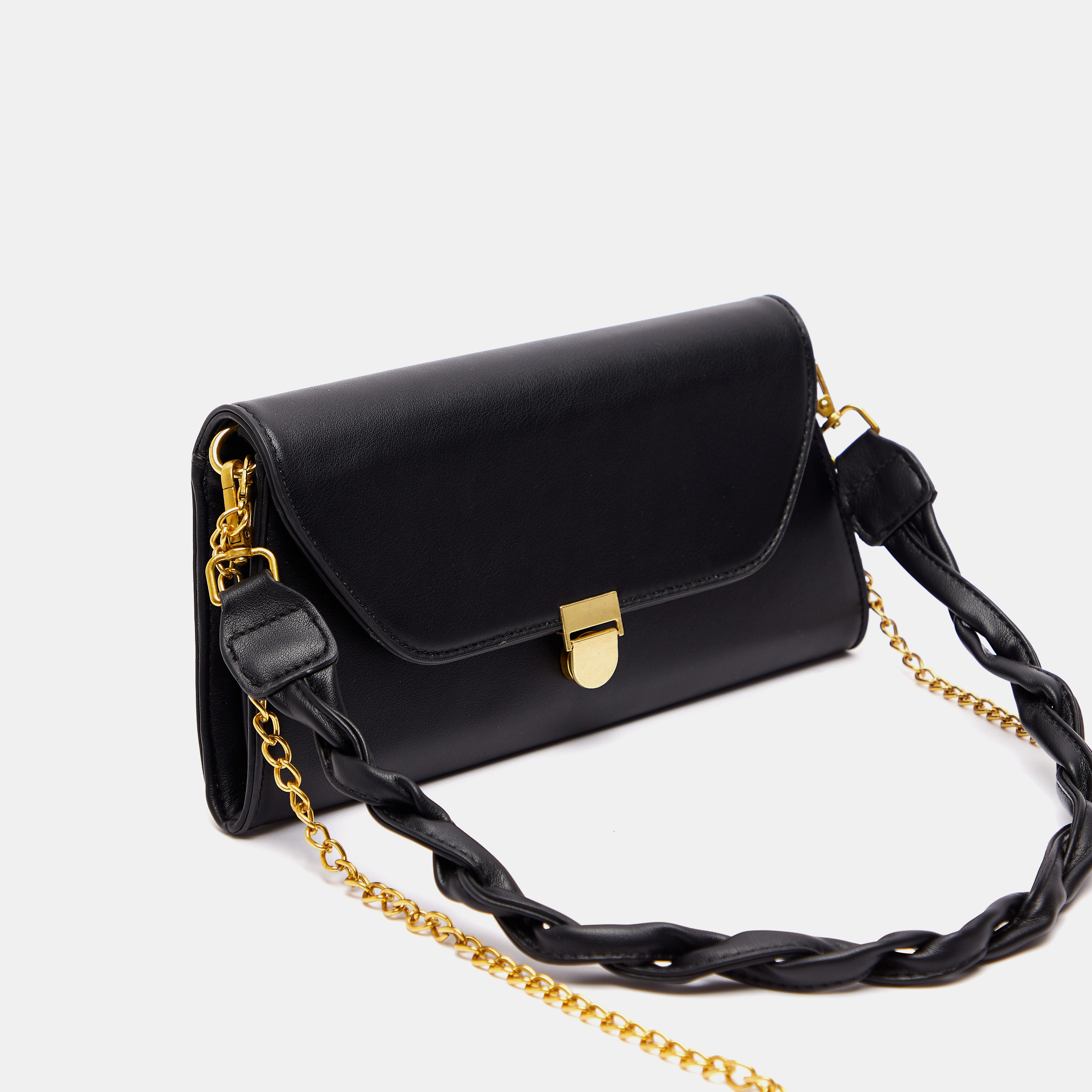 Solid Shoulder Bag with Detachable Strap and Flap Closure-women-bagsandwallets-handbags-image-3