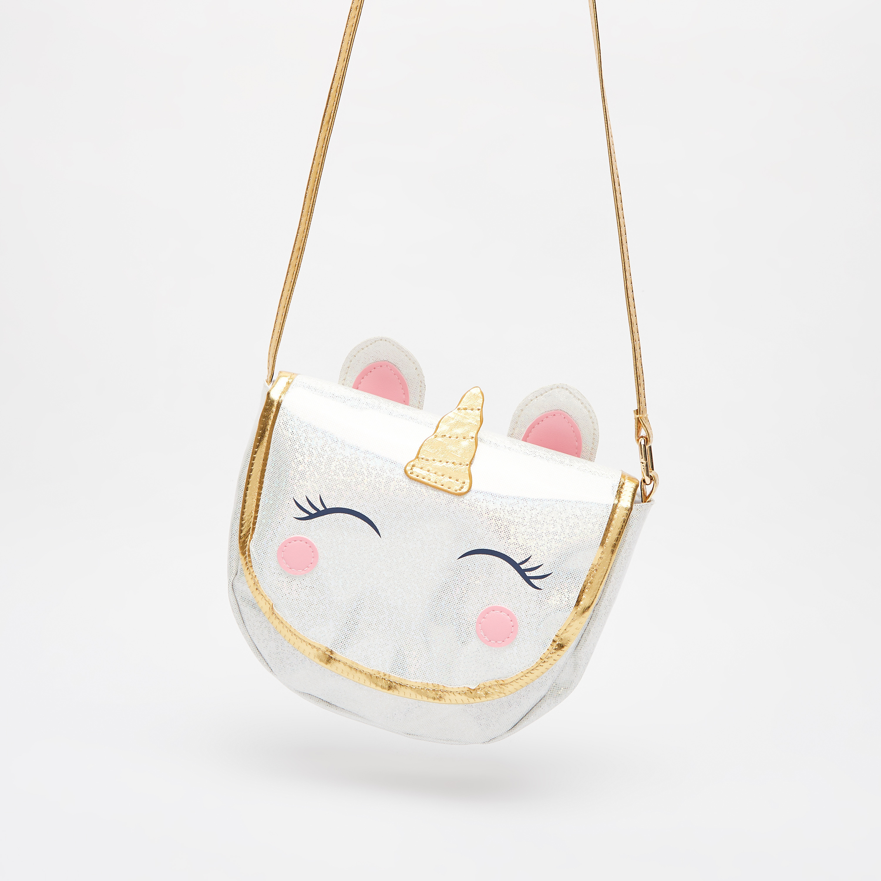 شنطة كروس بودي بتصميم يونيكورن بحزام كتف وطية إغلاق-girls-accessories-bags-image-2