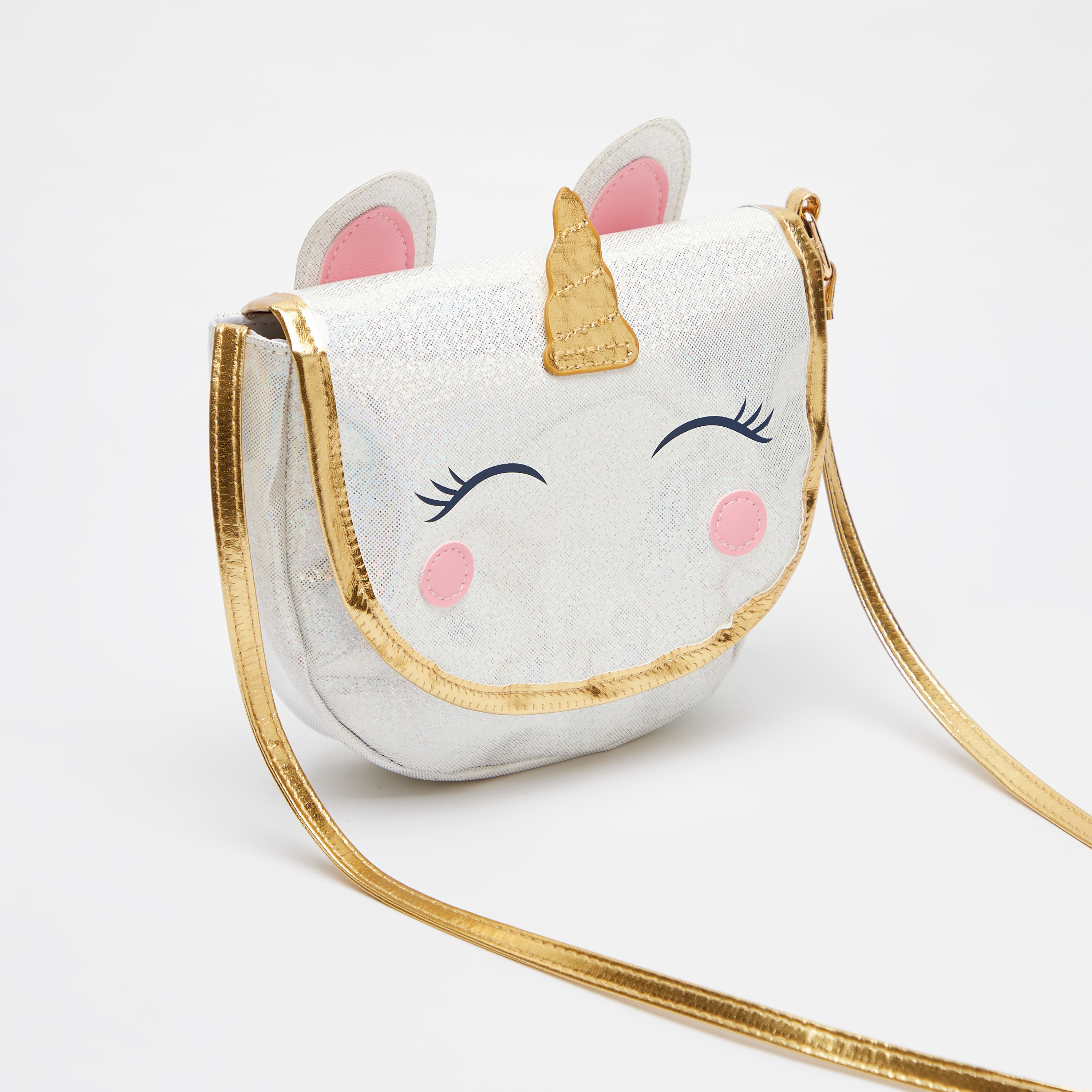شنطة كروس بودي بتصميم يونيكورن بحزام كتف وطية إغلاق-girls-accessories-bags-image-4