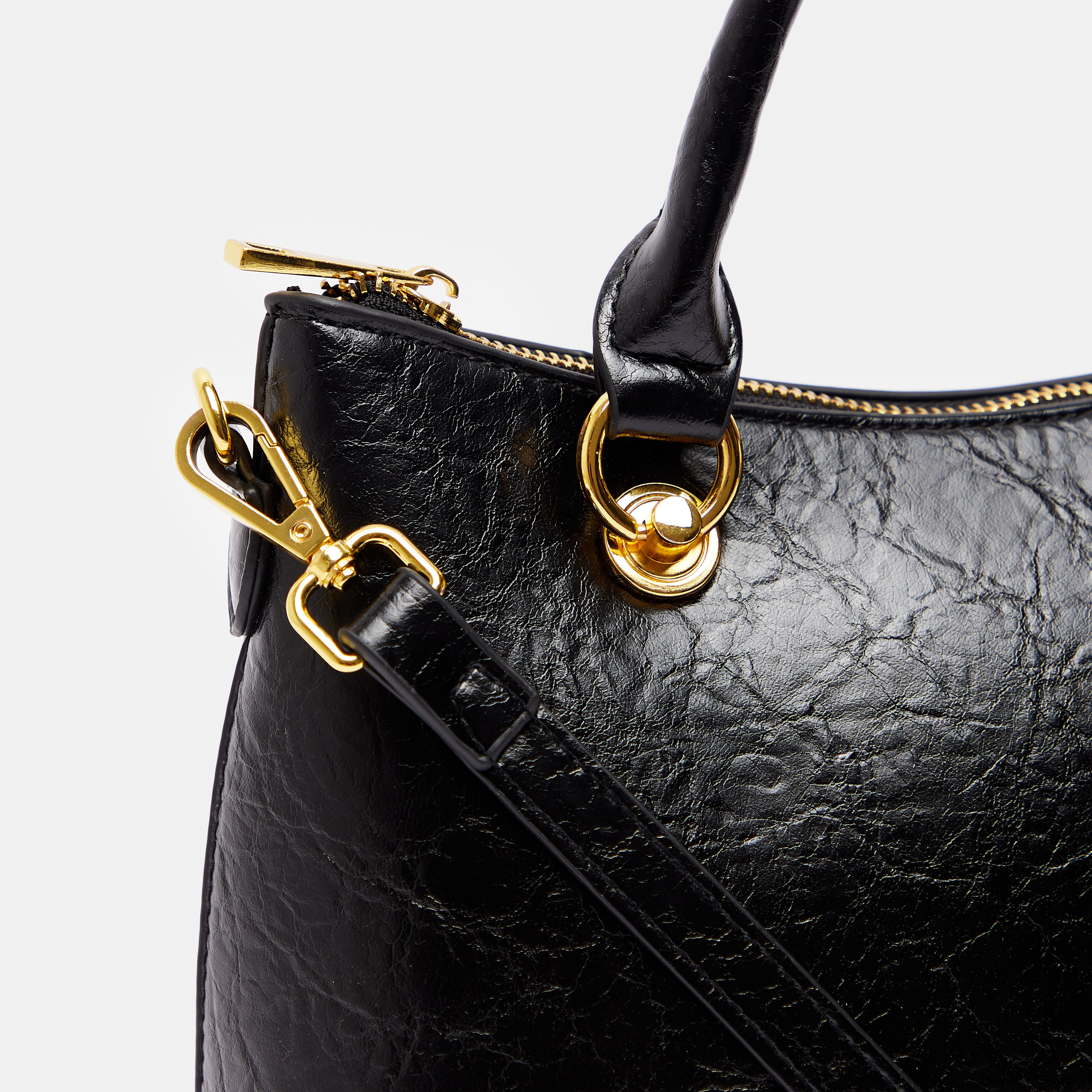 Textured Shoulder Bag with Detachable Strap and Zip Closure-women-bagsandwallets-handbags-image-5