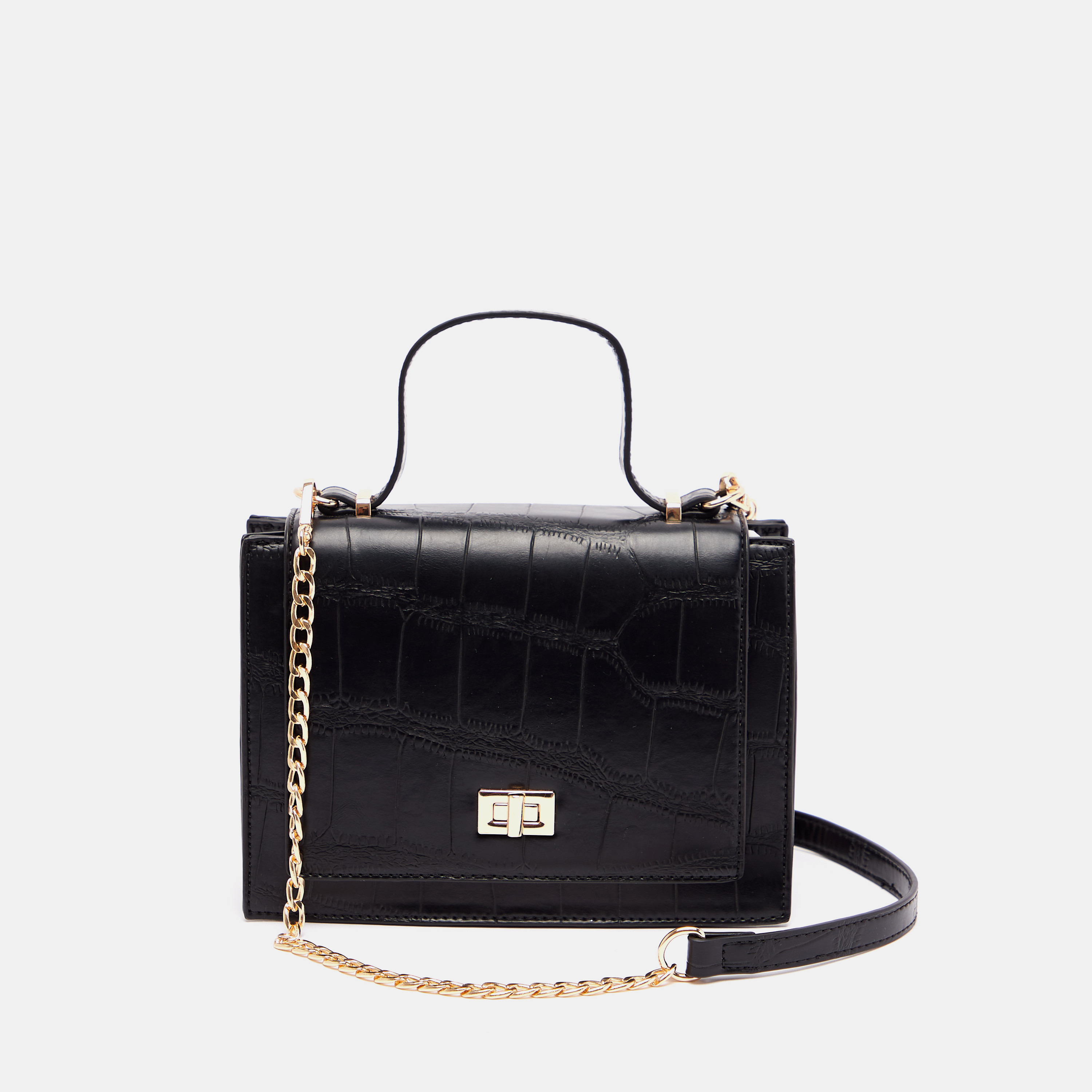 Animal Textured Satchel Bag with Detachable Chain Strap-women-bagsandwallets-handbags-image-1