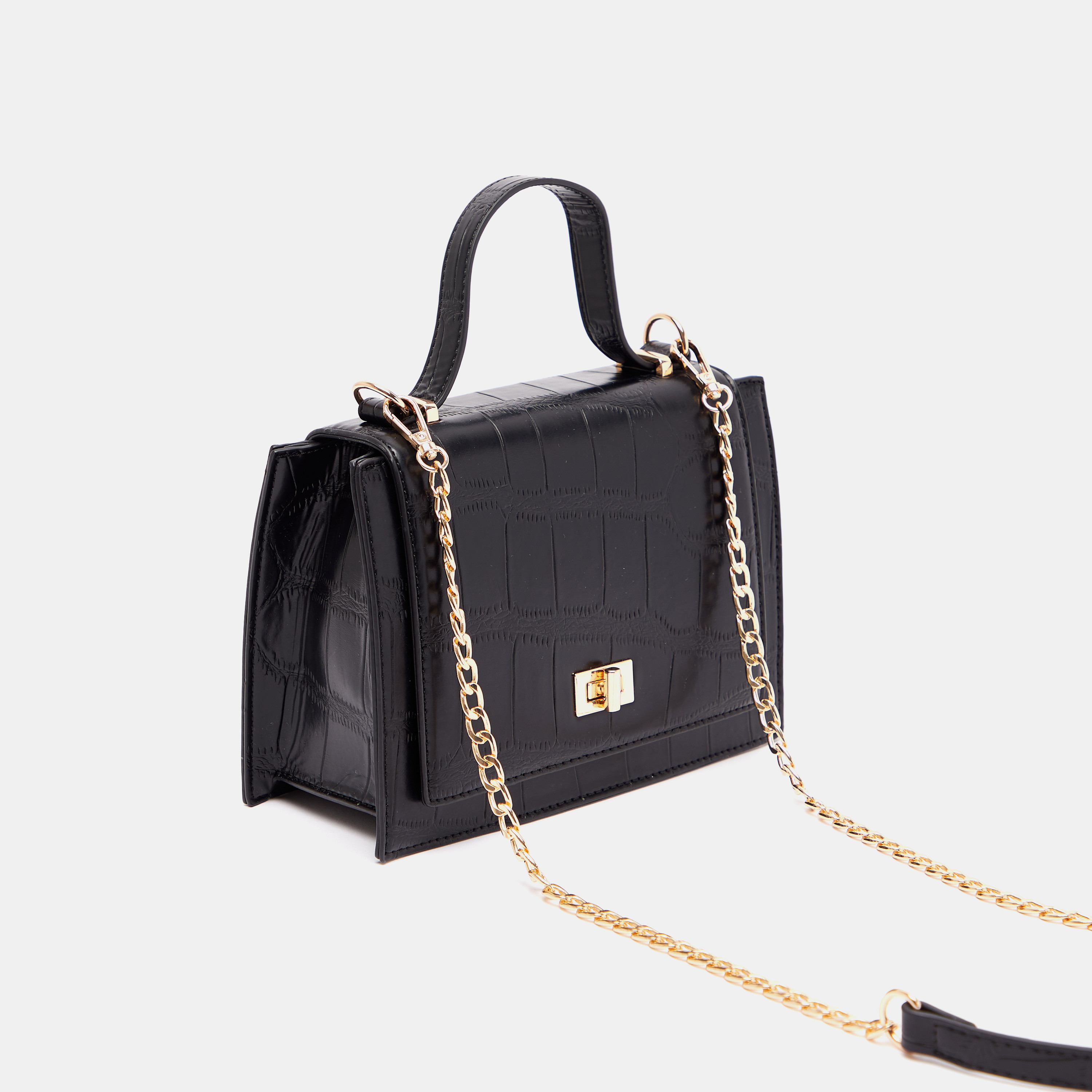 Animal Textured Satchel Bag with Detachable Chain Strap-women-bagsandwallets-handbags-image-3