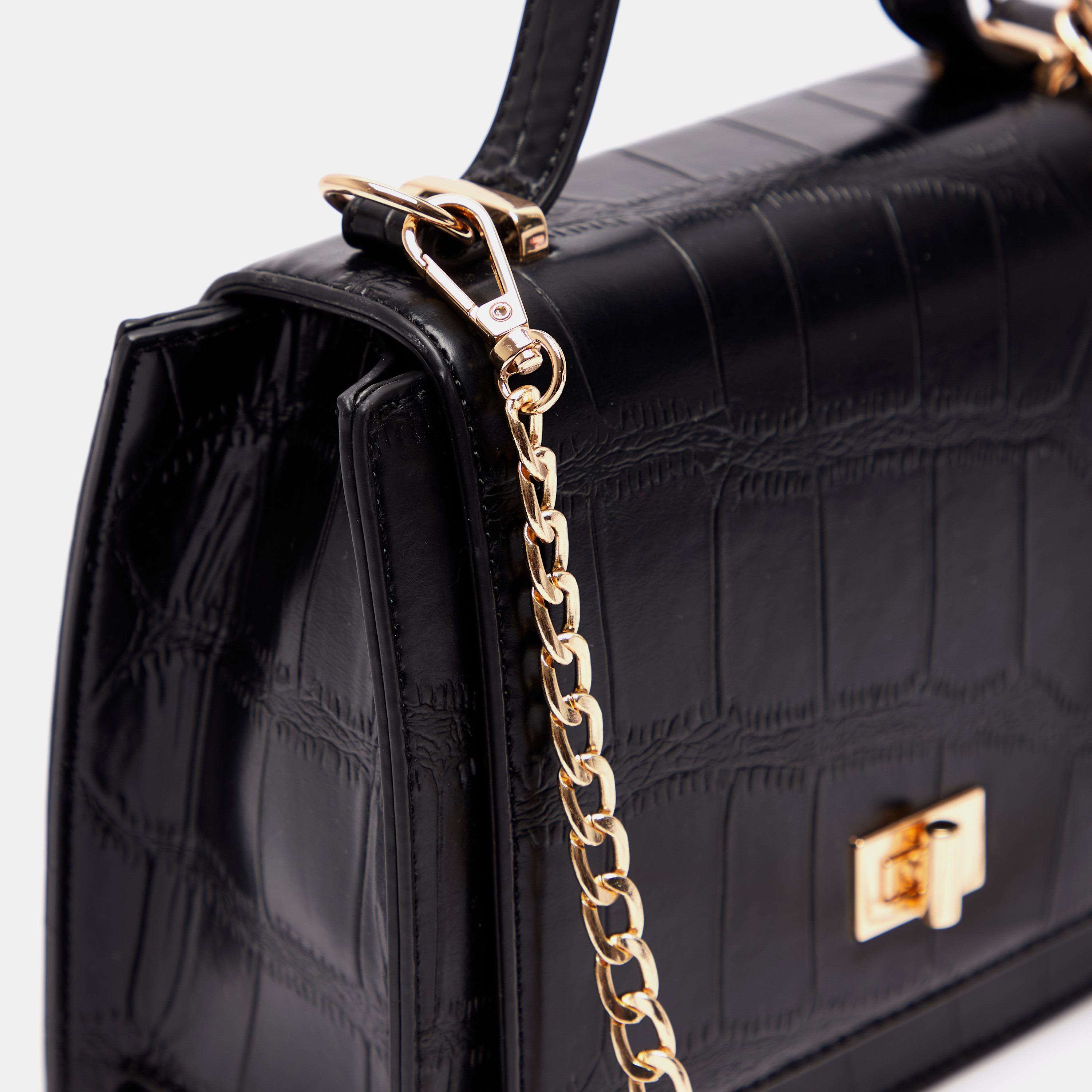 Animal Textured Satchel Bag with Detachable Chain Strap-women-bagsandwallets-handbags-image-5