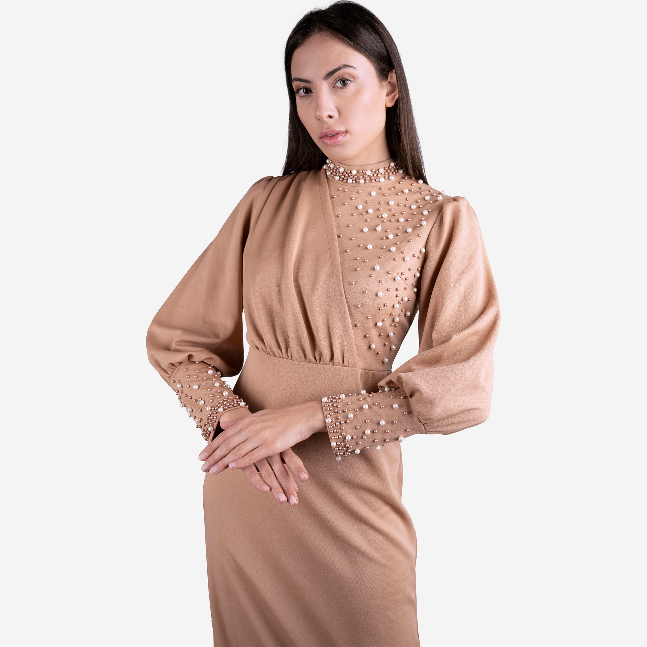 بوتيكنا اللون البيج  فستان-women-clothing-dresses-image-2