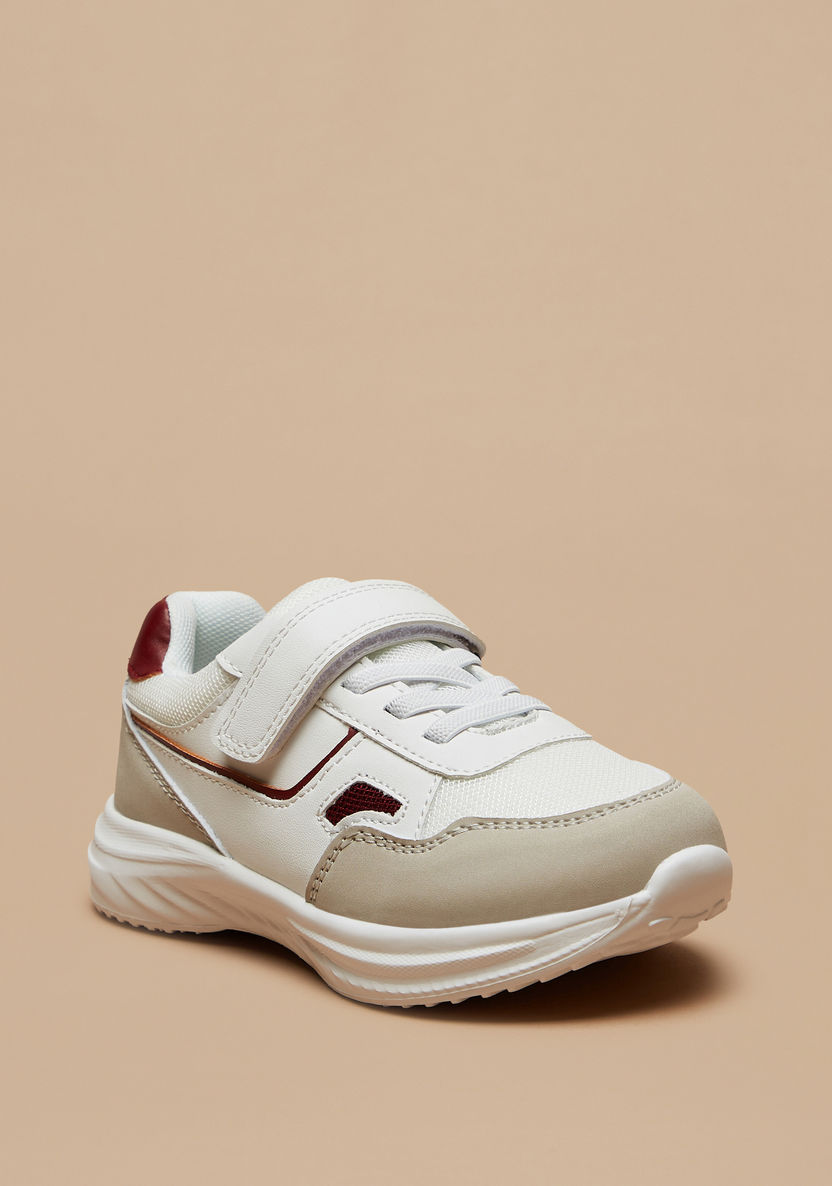 Juniors Textured Sneakers with Hook and Loop Closure-Boy%27s Sneakers-image-0