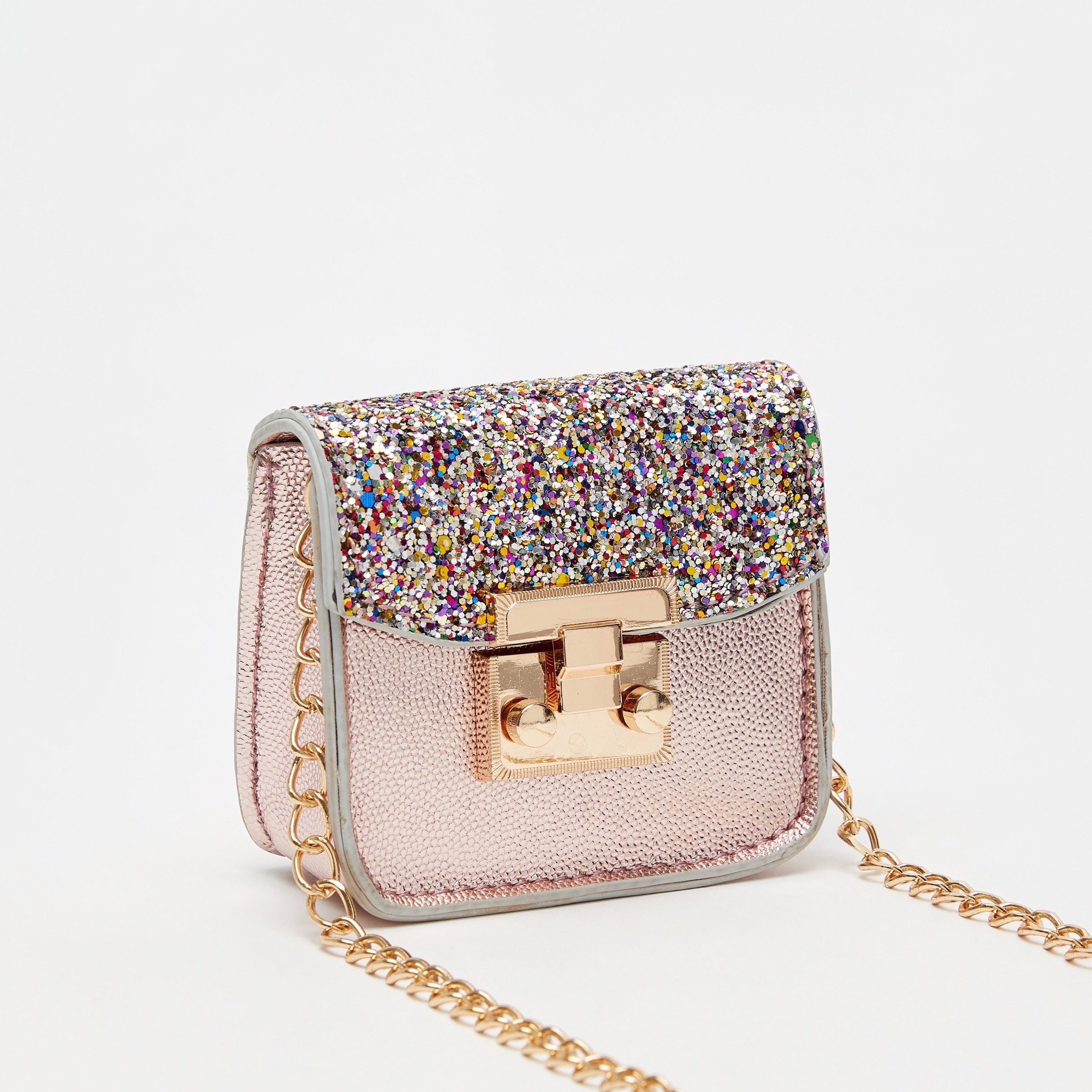 شنطة كروس بودي مزينة بحزام سلسلة وزر إغلاق كباس-girls-accessories-bags-image-3