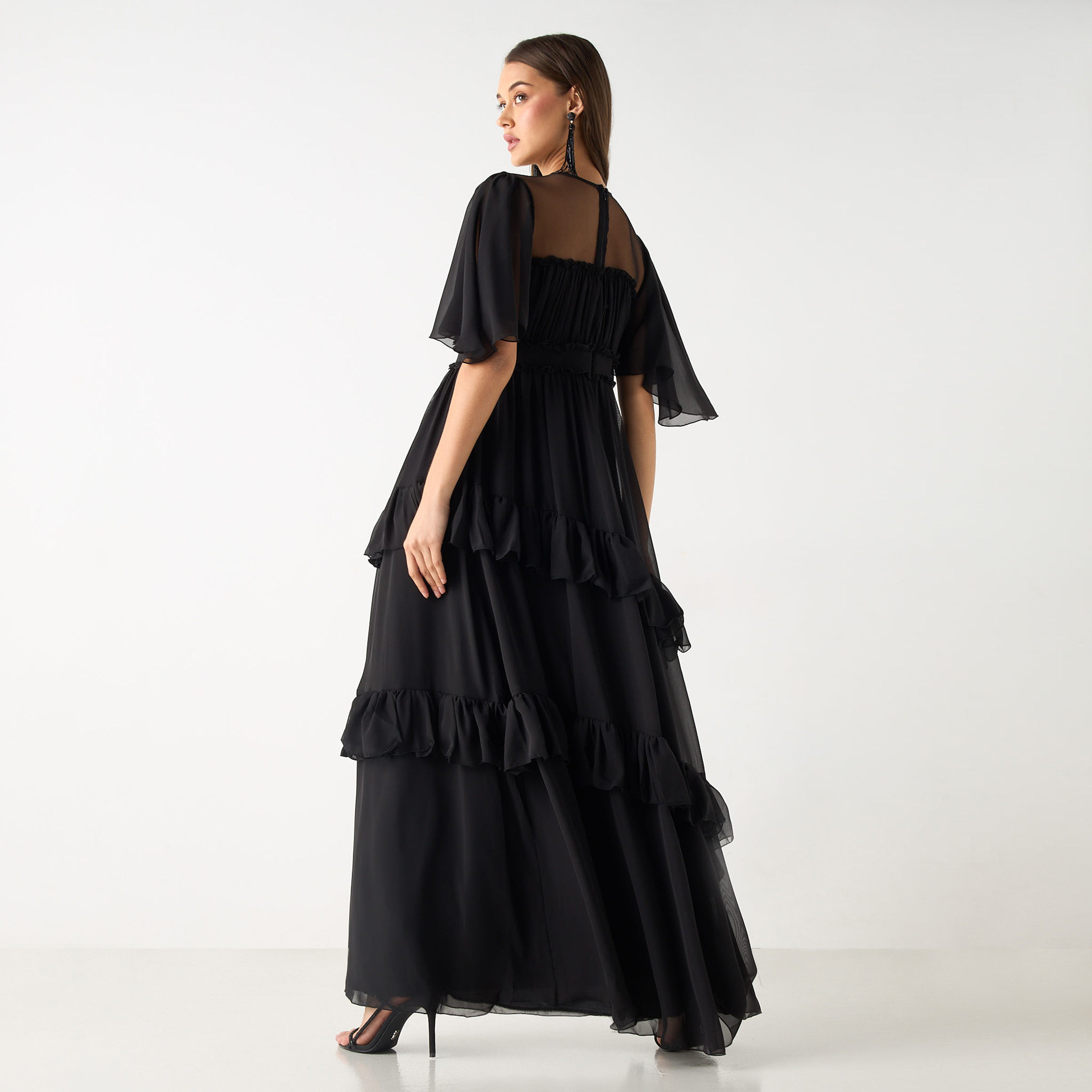 Golden Apple Solid Maxi Dress with Ruched and Ruffle Detail-women-clothing-dresses-image-15