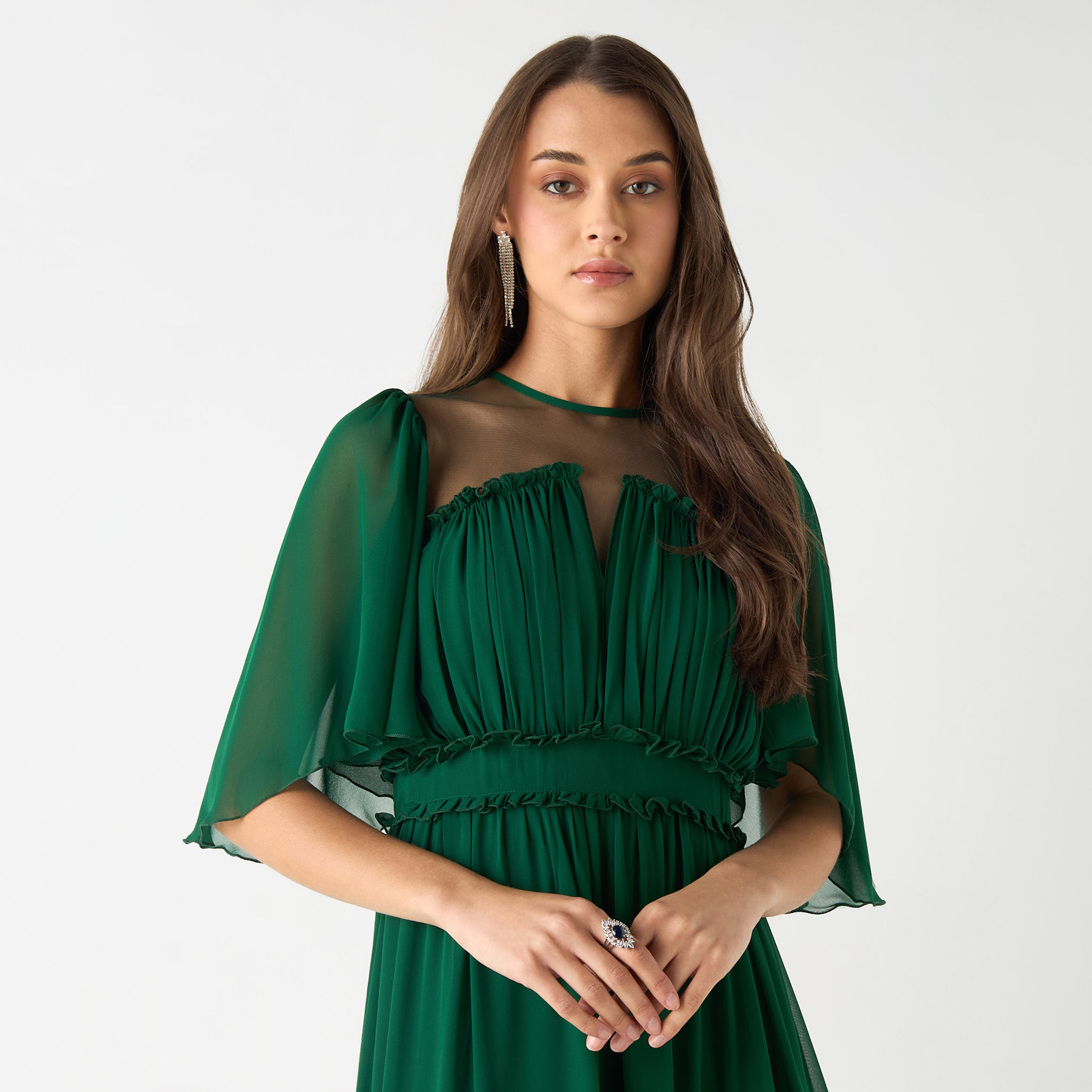 Golden Apple Solid Maxi Dress with Ruched and Ruffle Detail-women-clothing-dresses-image-10