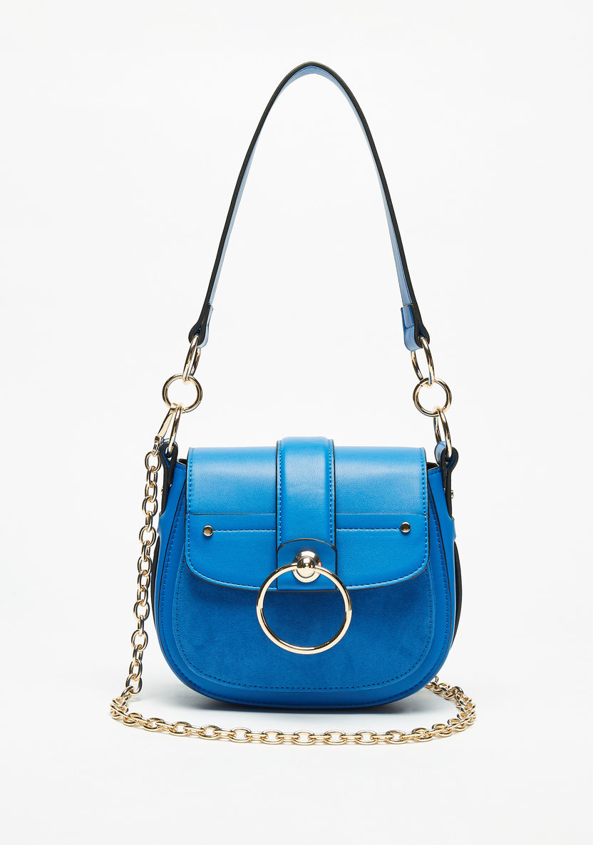 Haadana Solid Shoulder Bag with Ring Accent-Women%27s Handbags-image-0